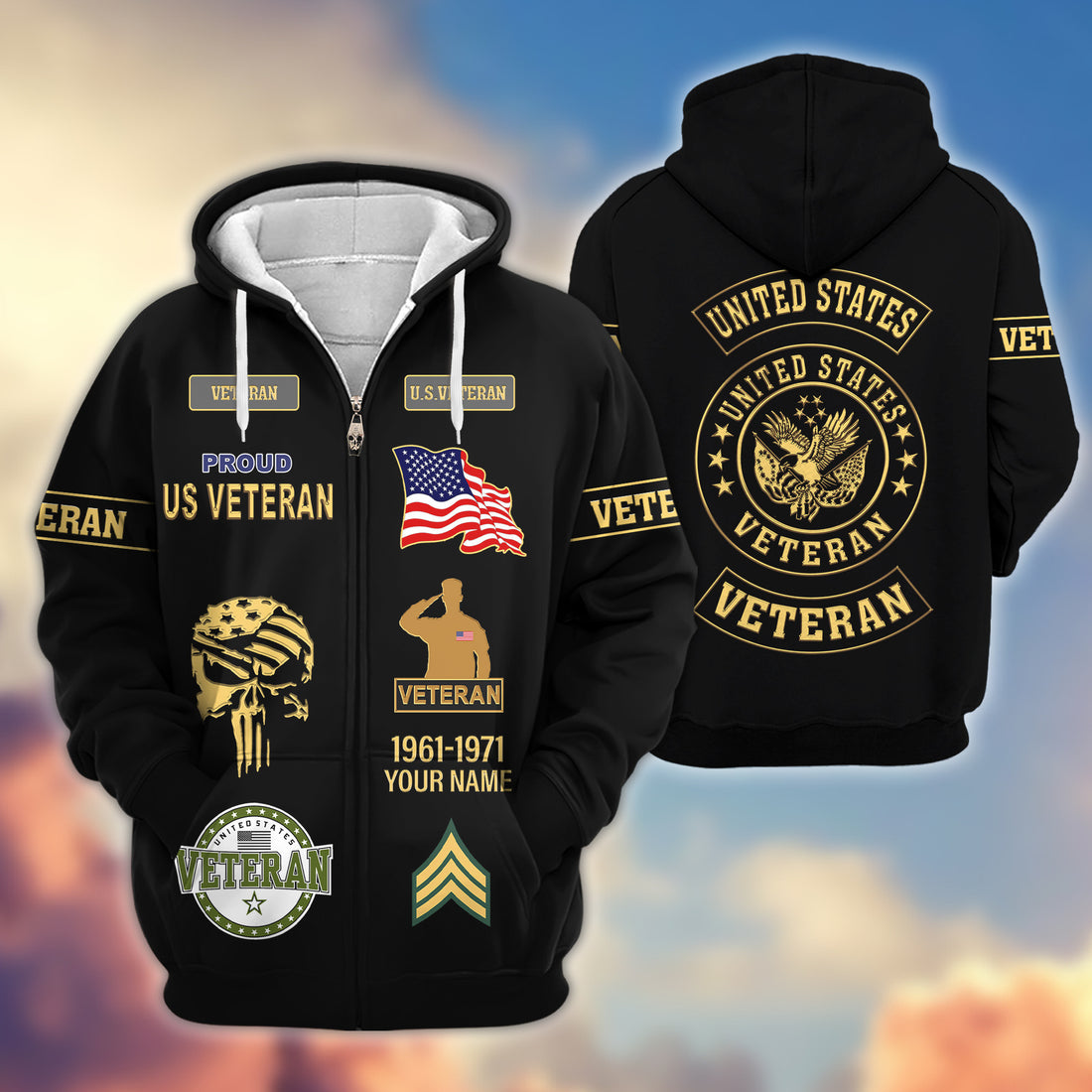 Premium Custom US Veteran Zip Hoodie VPVC607507, Gifts For US Veteran, Gifts On Father's Day, Veterans Day.