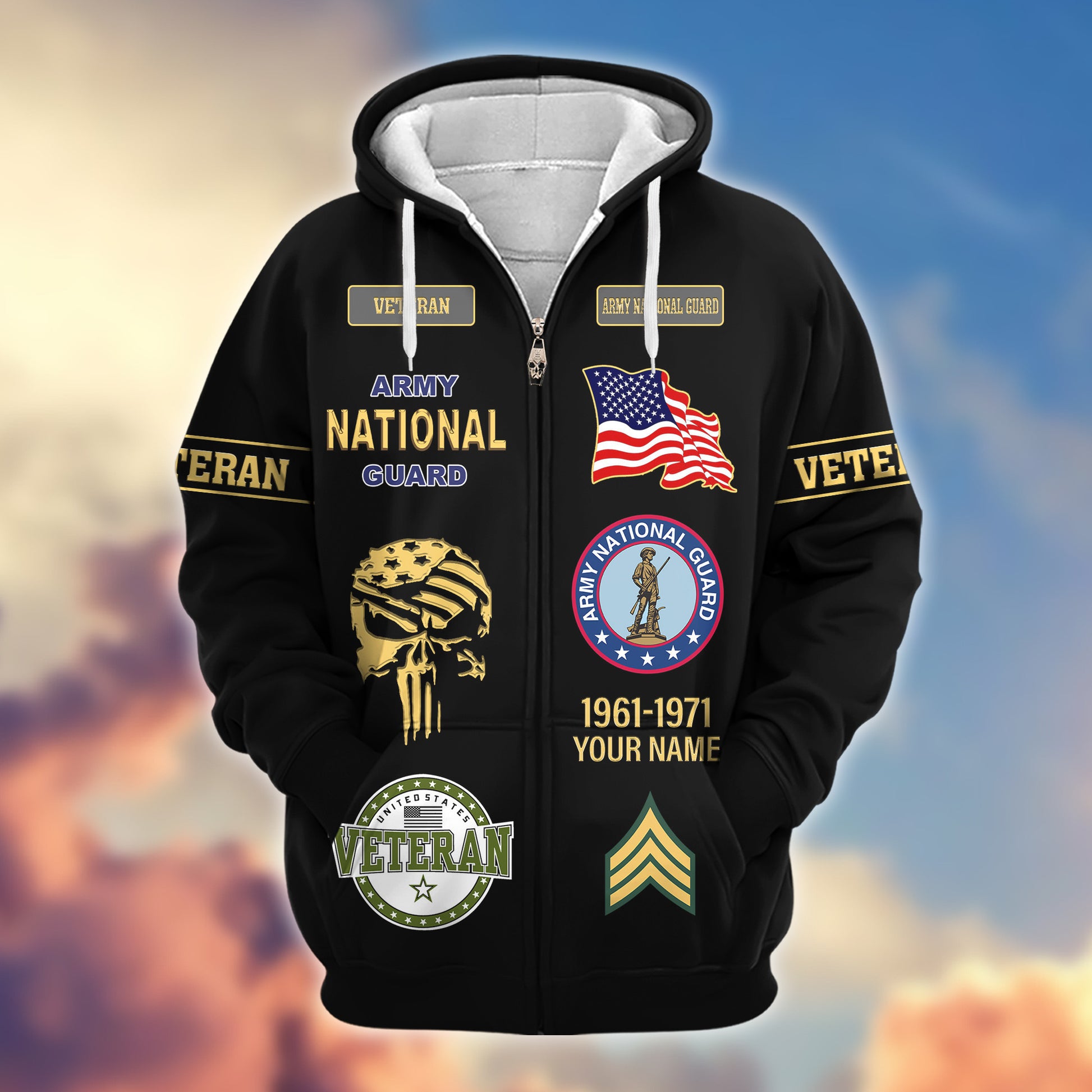 Premium Custom US Army National Guard Zip Hoodie VPVC607508, Gifts For Army National Guard Veteran, Gifts On Father's Day, Veterans Day.