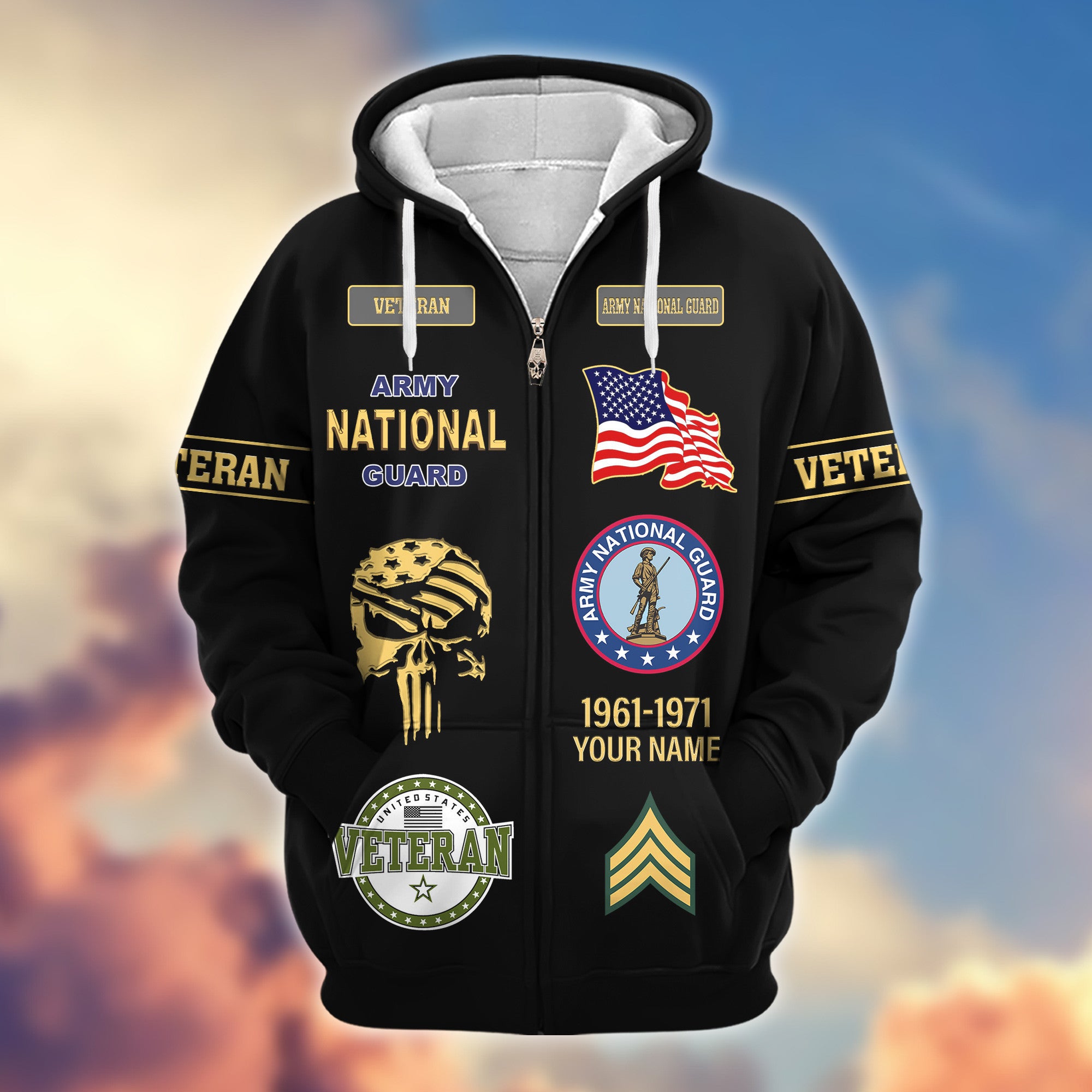 Premium Custom US Army National Guard Zip Hoodie VPVC607508, Gifts For Army National Guard Veteran, Gifts On Father's Day, Veterans Day.