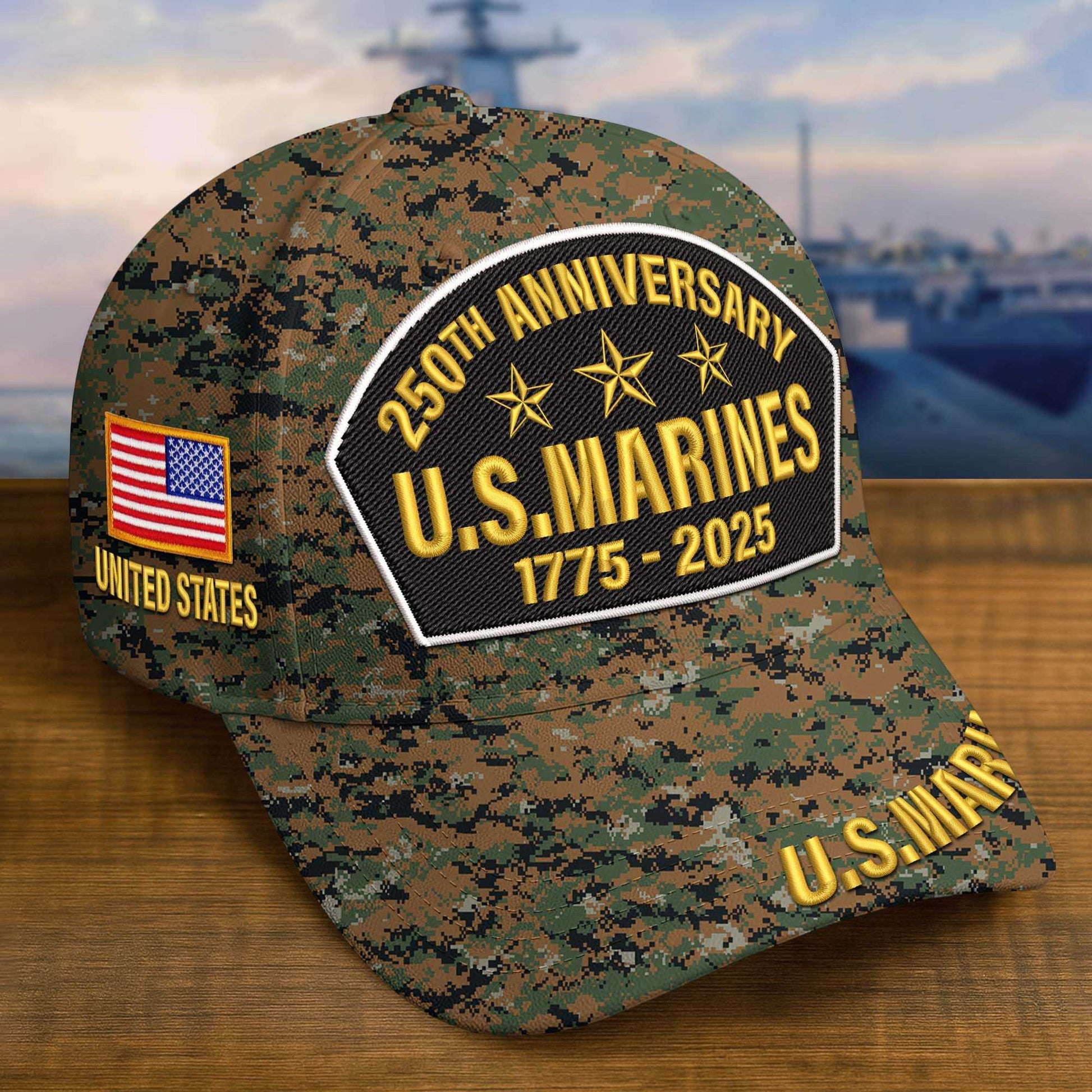 Premium Custom USMC Embroidered Hat VPVC308505, 250th Anniversary Marine Corps Hat, Gifts For Marine Veteran, Gifts On Father's Day, Veterans Day.