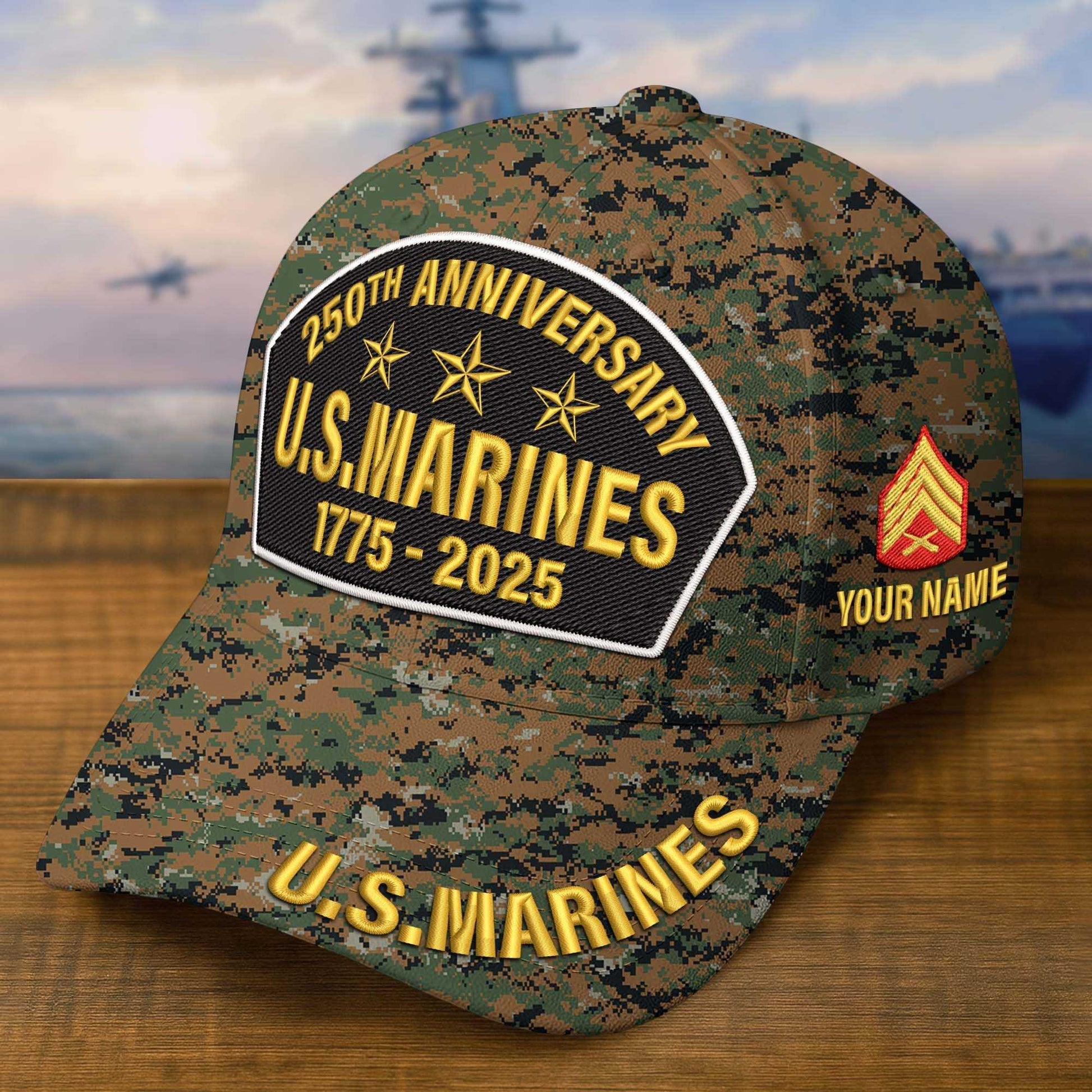 Premium Custom USMC Embroidered Hat VPVC308505, 250th Anniversary Marine Corps Hat, Gifts For Marine Veteran, Gifts On Father's Day, Veterans Day.