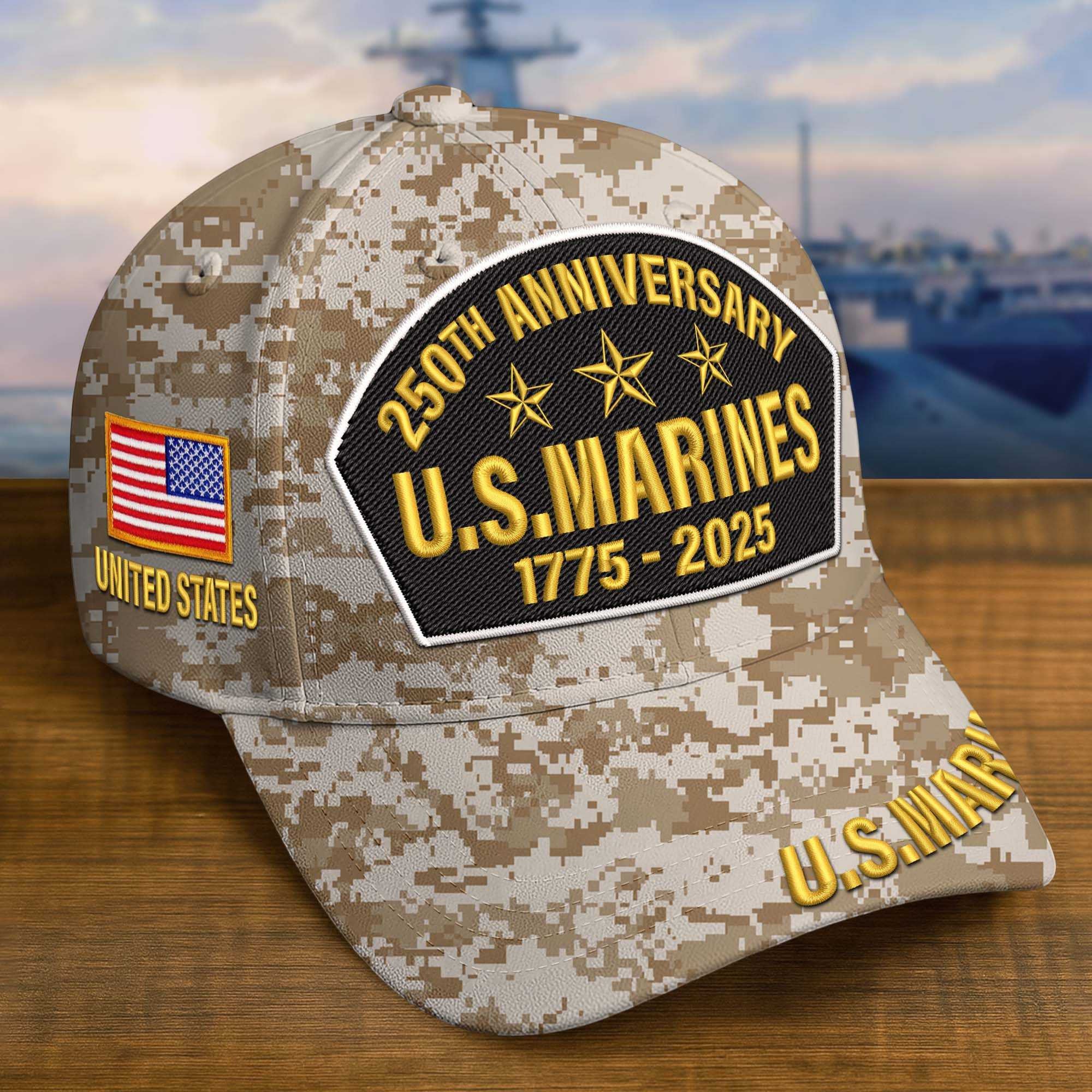 Premium Custom USMC Embroidered Hat VPVC308506, 250th Anniversary Marine Corps Hat, Gifts For Marine Veteran, Gifts On Father's Day, Veterans Day.