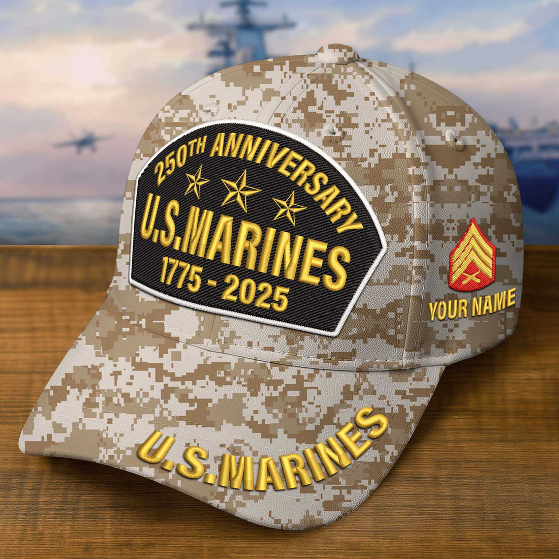 Premium Custom USMC Embroidered Hat VPVC308506, 250th Anniversary Marine Corps Hat, Gifts For Marine Veteran, Gifts On Father's Day, Veterans Day.