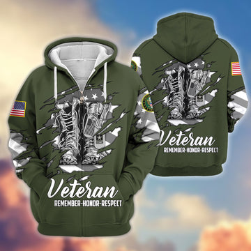 Premium US Army Zip Hoodie VPVC607601, Gifts For Army Veteran, Gifts On Father's Day, Veterans Day.