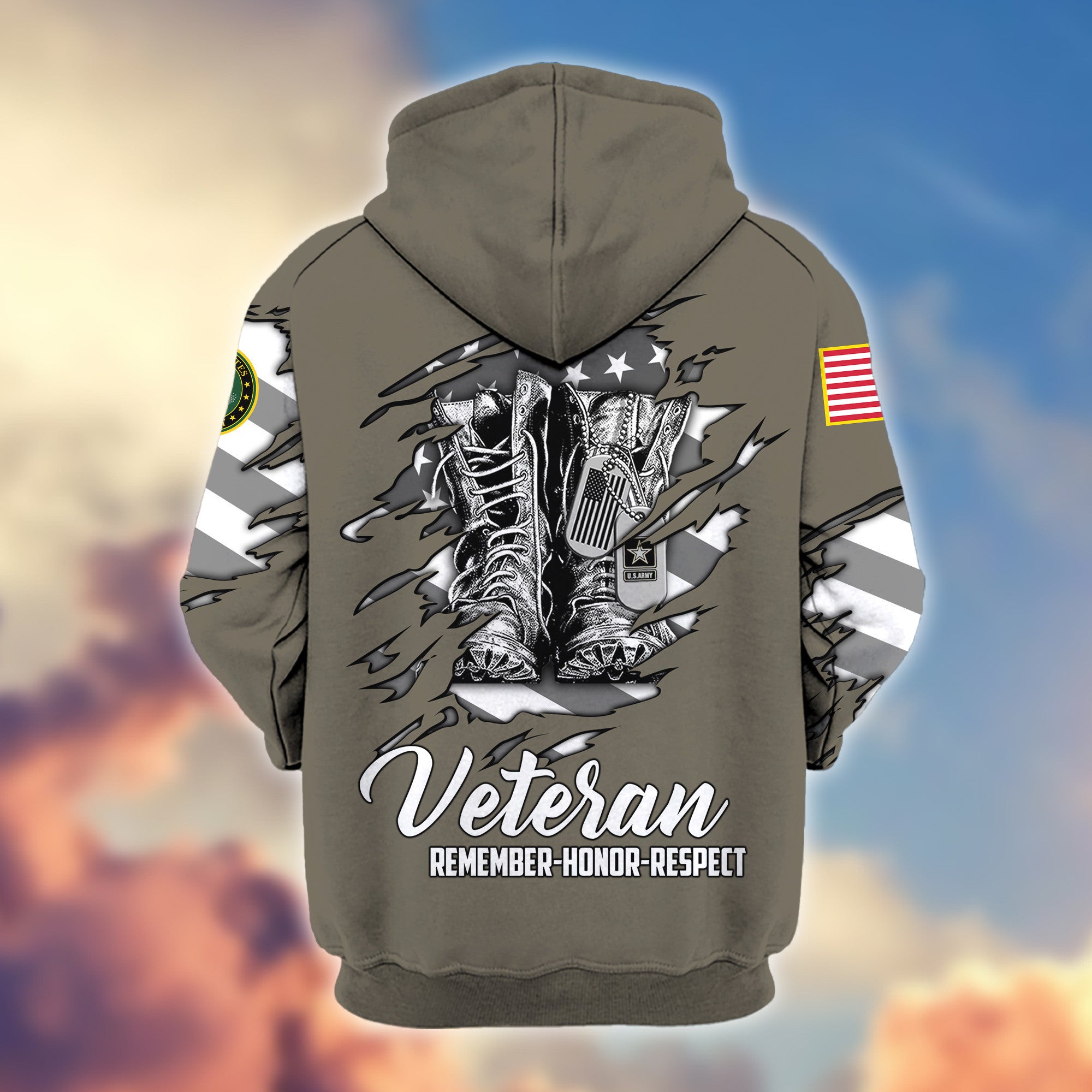 Premium US Army Zip Hoodie VPVC607610, Gifts For Army Veteran, Gifts On Father's Day, Veterans Day.
