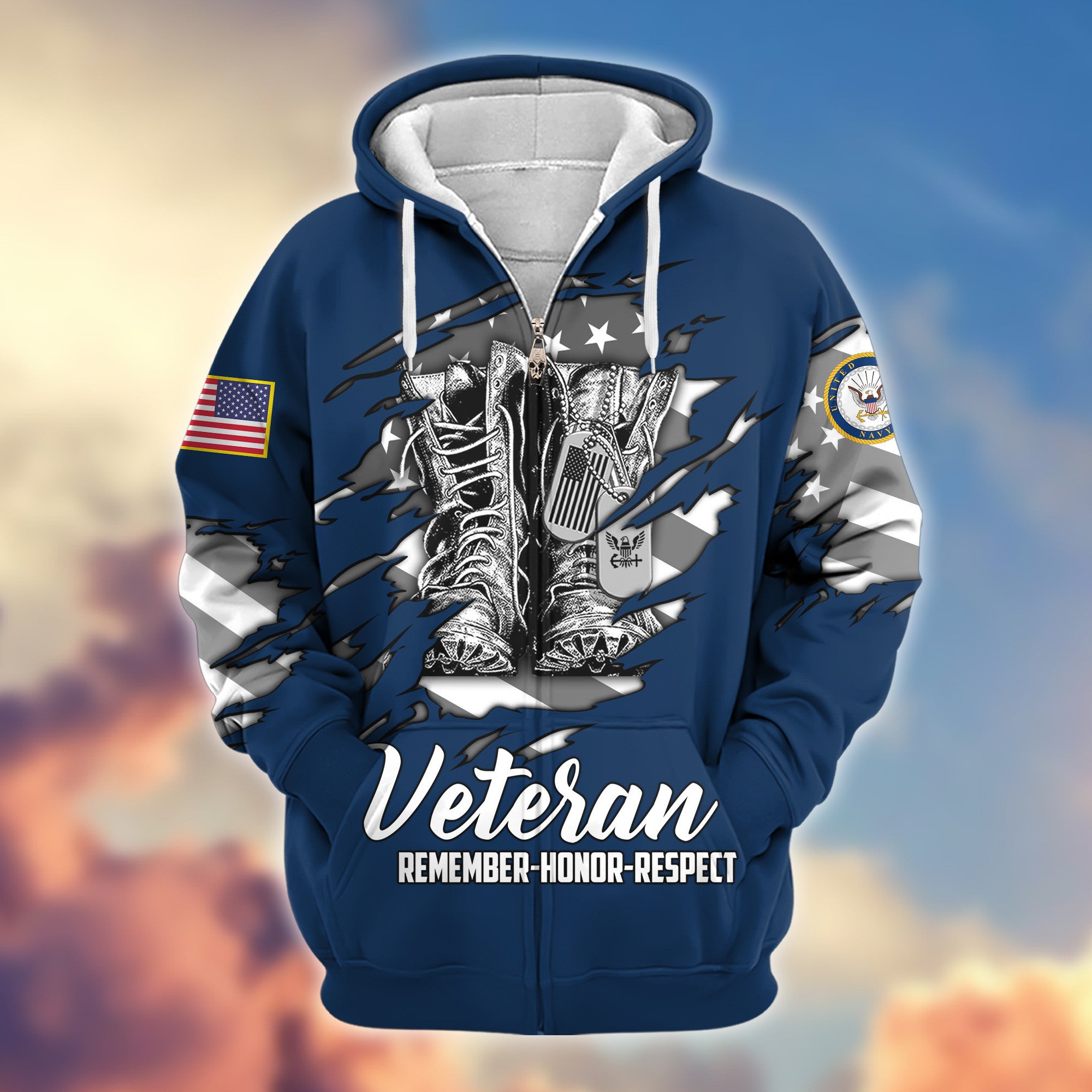 Premium US Navy Zip Hoodie VPVC607602, Gifts For Navy Veteran, Gifts On Father's Day, Veterans Day.