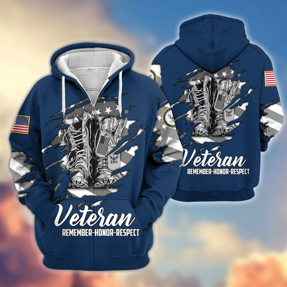 Premium US Navy Zip Hoodie VPVC607602, Gifts For Navy Veteran, Gifts On Father's Day, Veterans Day.