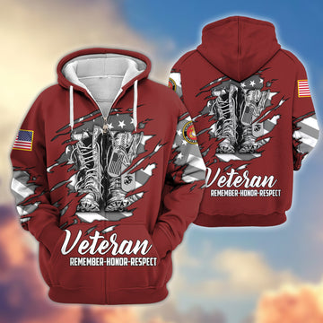 Premium USMC Zip Hoodie VPVC607603, Gifts For Marine Veteran, Gifts On Father's Day, Veterans Day.