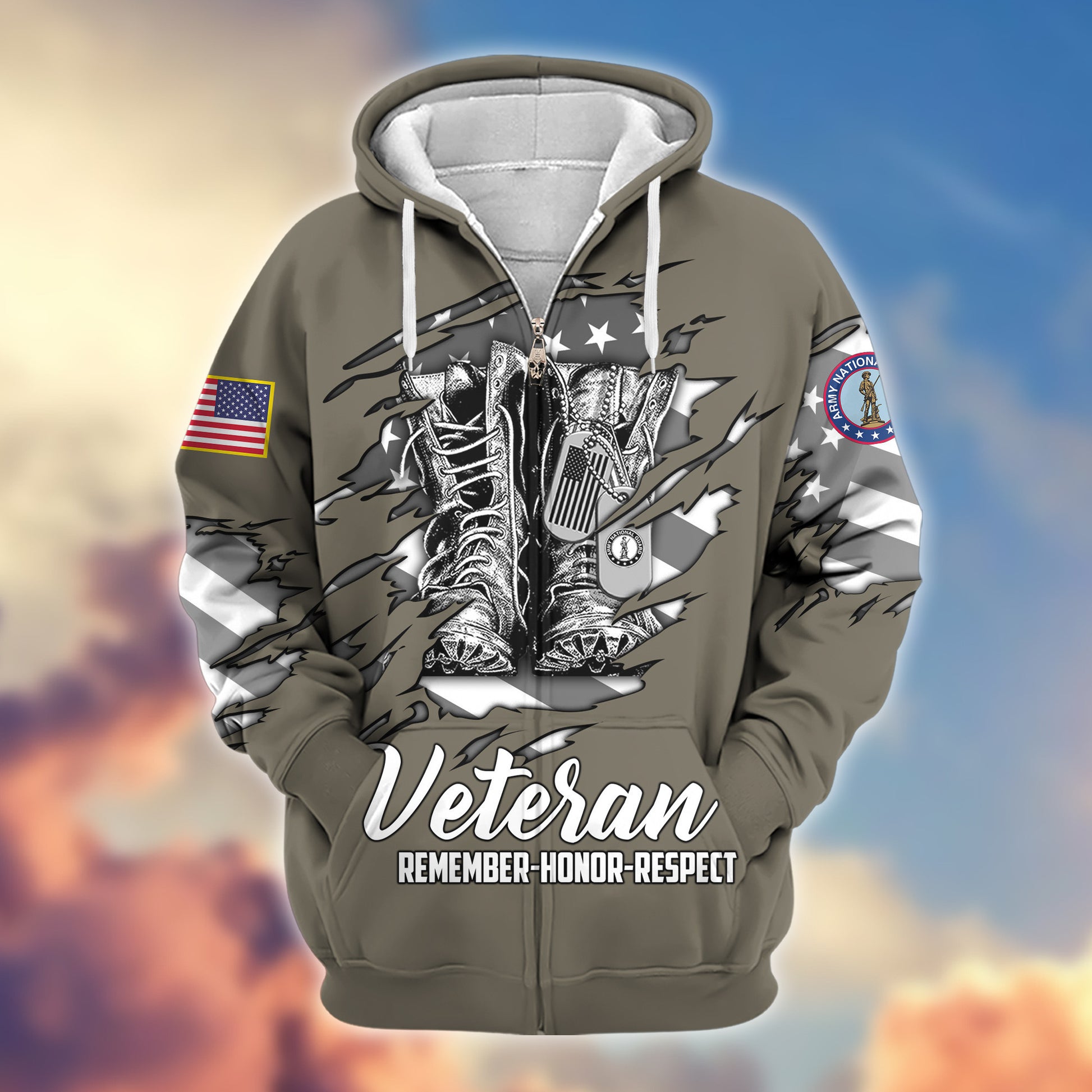 Premium US Army National Guard Zip Hoodie VPVC607608, Gifts For Army National Guard Veteran, Gifts On Father's Day, Veterans Day.