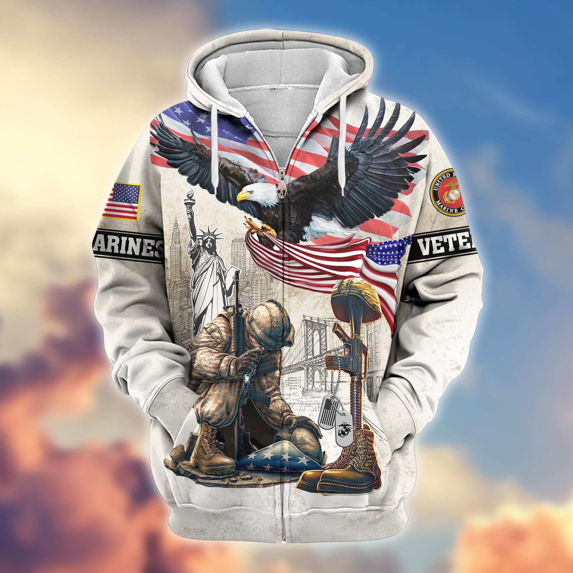 Premium USMC Zip Hoodie VPVC607703, Gifts For Marine Veteran, Gifts On Father's Day, Veterans Day.