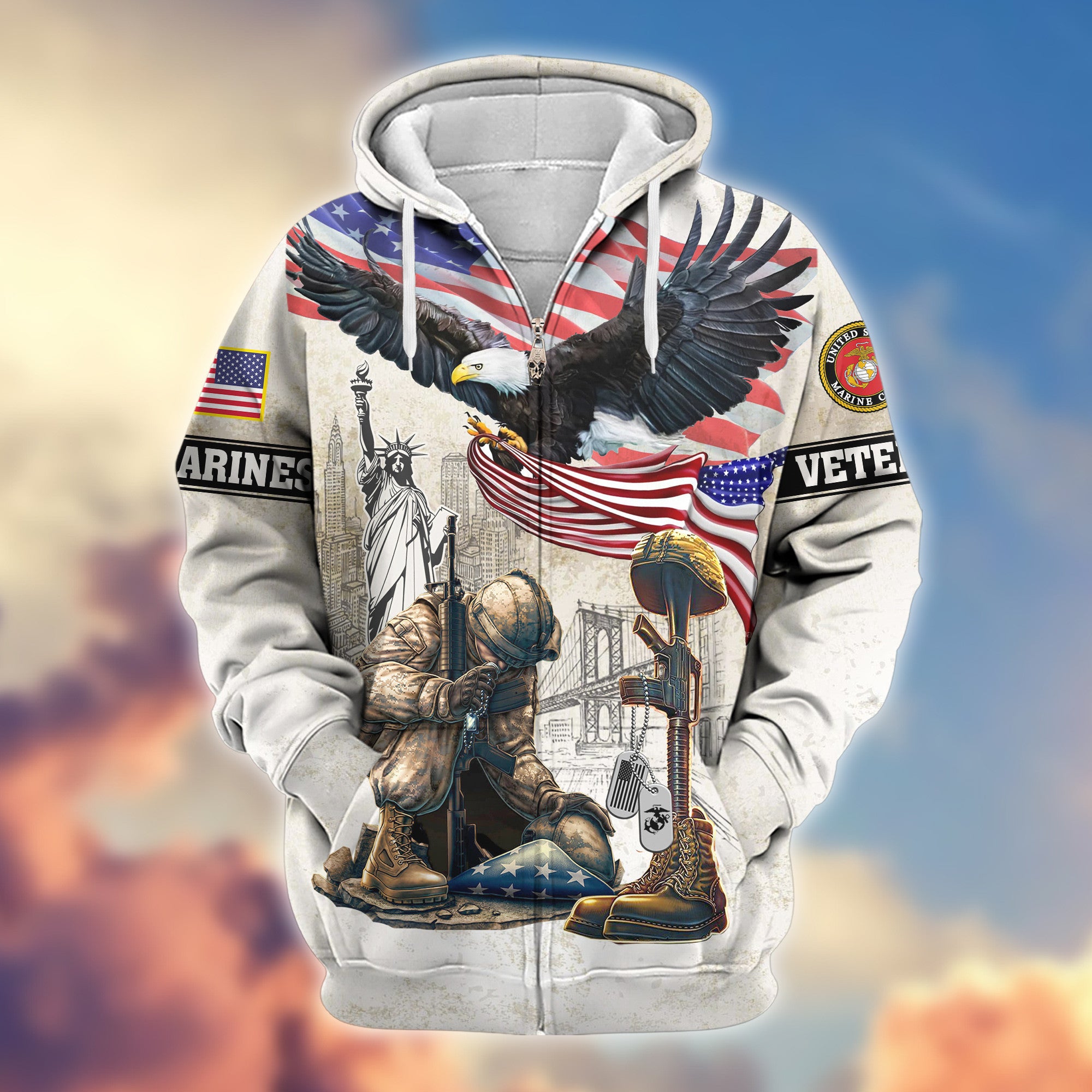 Premium USMC Zip Hoodie VPVC607703, Gifts For Marine Veteran, Gifts On Father's Day, Veterans Day.