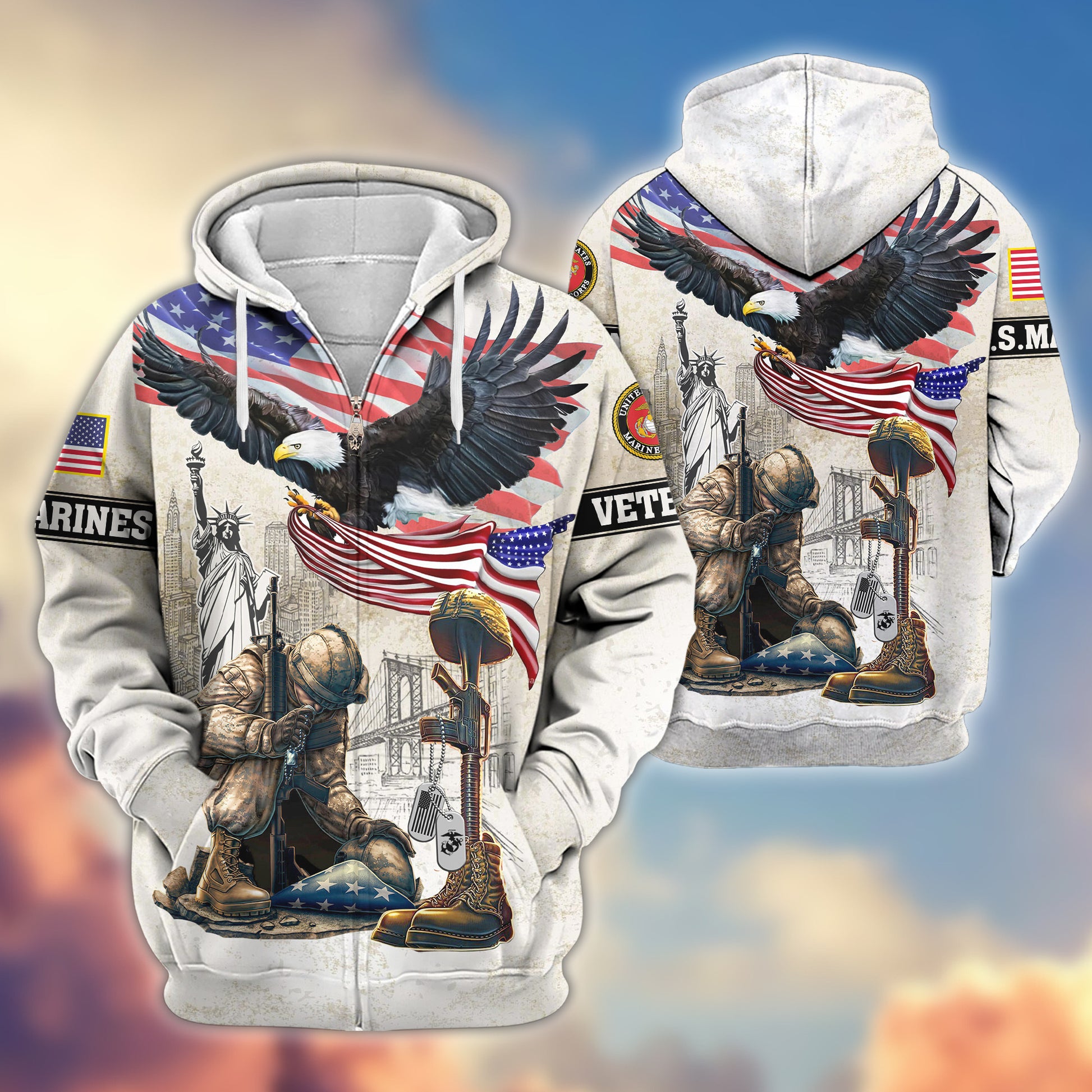 Premium USMC Zip Hoodie VPVC607703, Gifts For Marine Veteran, Gifts On Father's Day, Veterans Day.