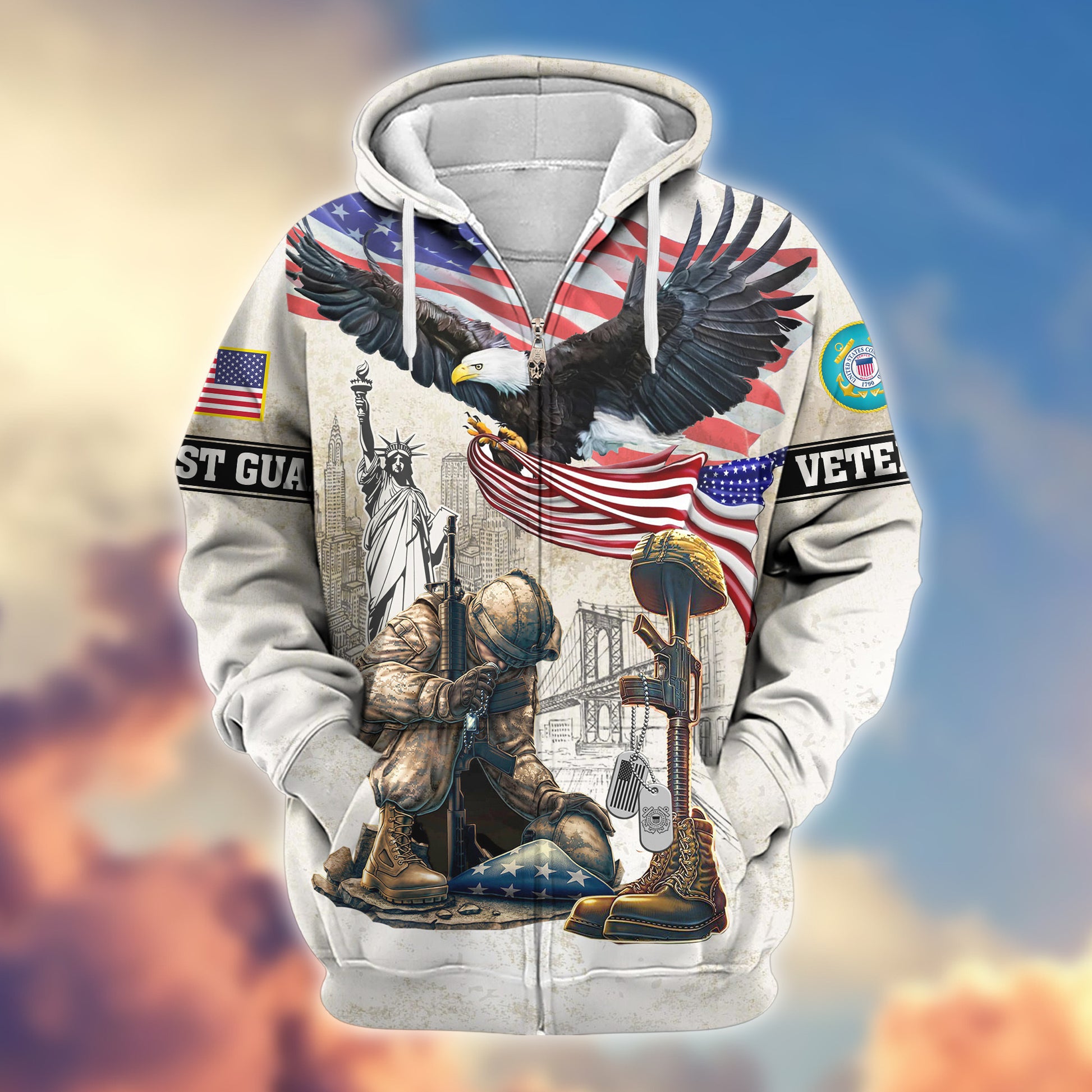 Premium USCG Zip Hoodie VPVC607705, Gifts For Coast Guard Veteran, Gifts On Father's Day, Veterans Day.