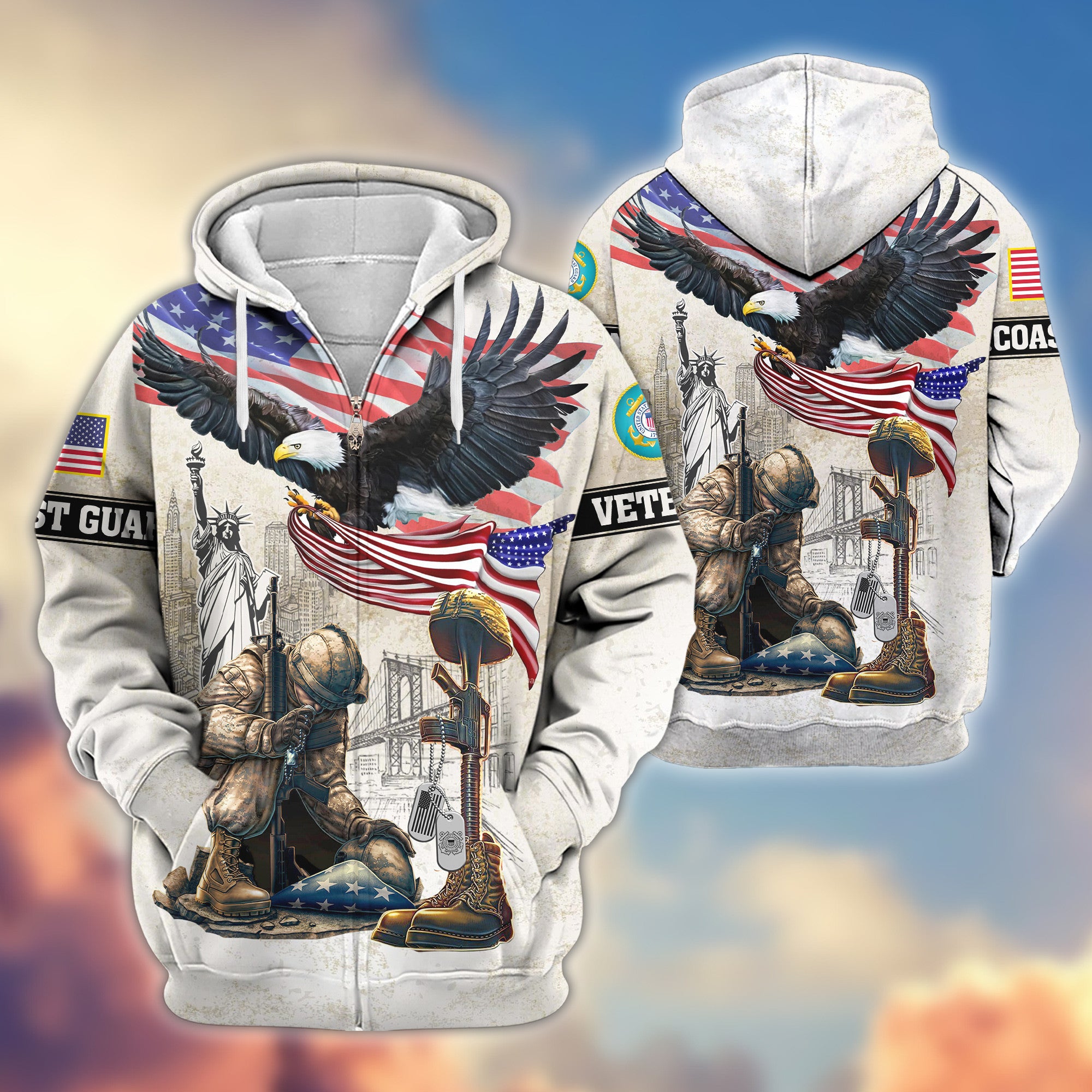 Premium USCG Zip Hoodie VPVC607705, Gifts For Coast Guard Veteran, Gifts On Father's Day, Veterans Day.