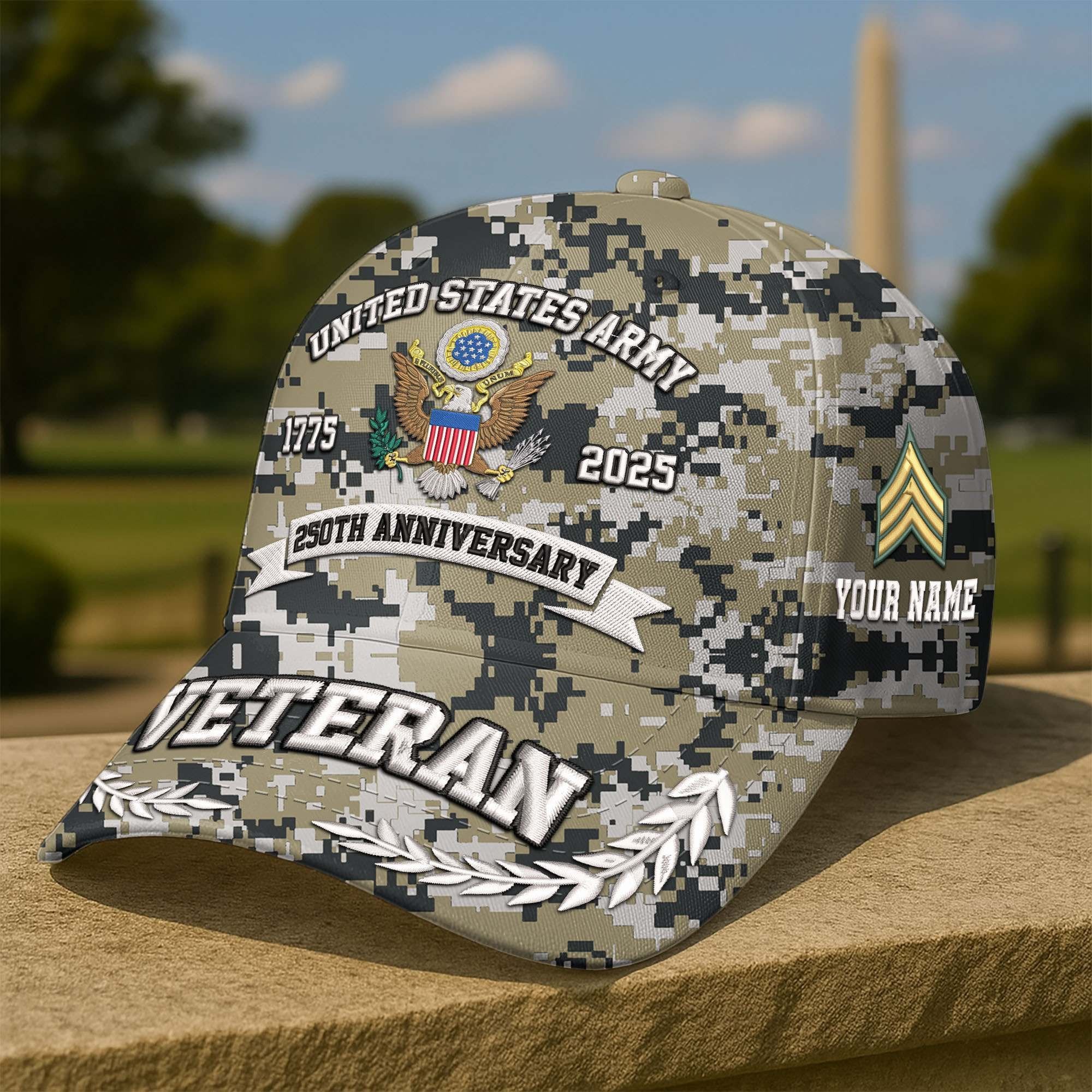 Premium 250th Anniversary Of The Army Embroidered Hats VPVC308601, Custom Name & Rank, Gifts For Army Veteran, Gifts On Father's Day, Veterans Day.