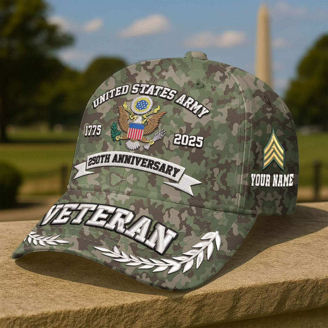 Premium 250th Anniversary Of The Army Embroidered Hats VPVC308603, Custom Name & Rank, Gifts For Army Veteran, Gifts On Father's Day, Veterans Day.