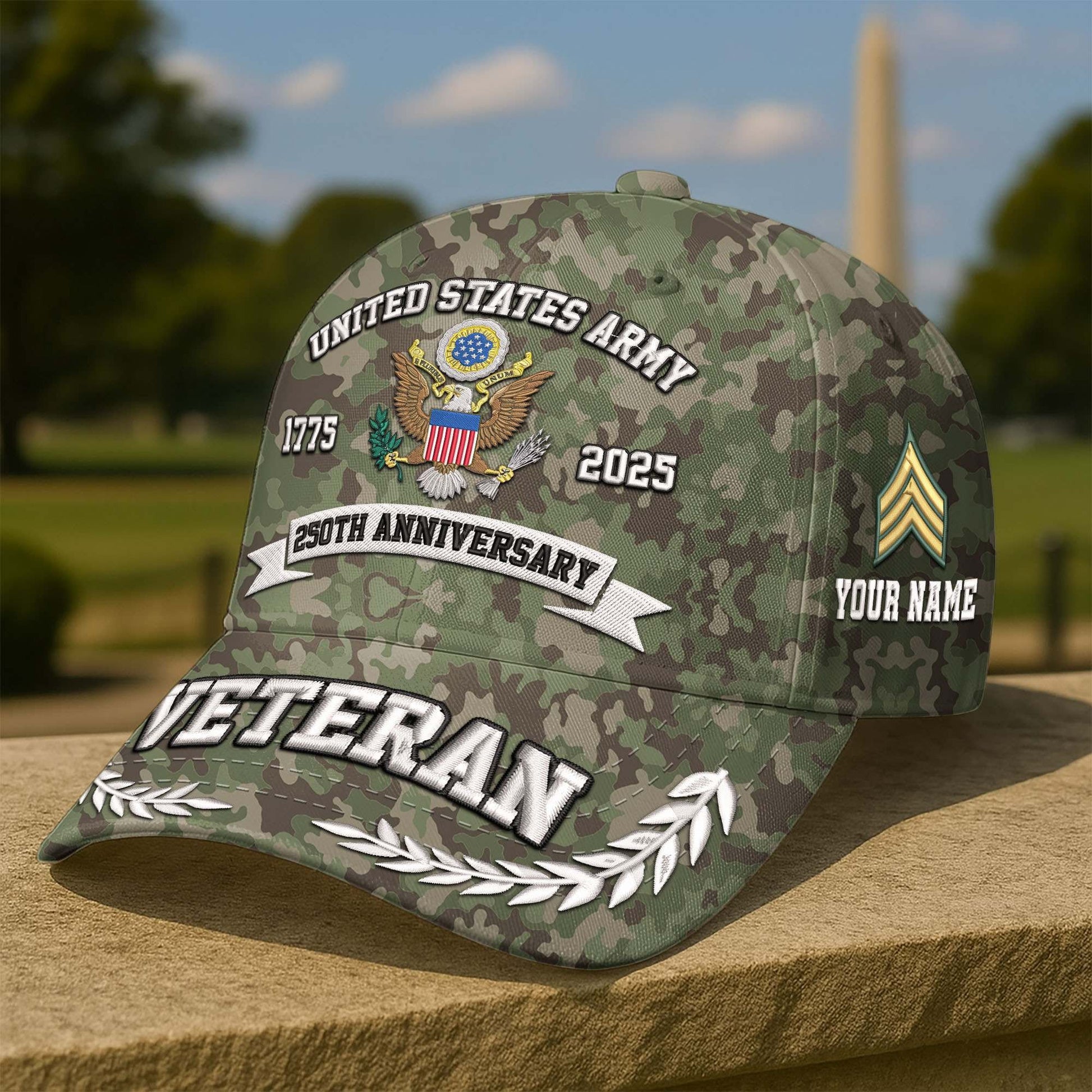 Premium 250th Anniversary Of The Army Embroidered Hats VPVC308603, Custom Name & Rank, Gifts For Army Veteran, Gifts On Father's Day, Veterans Day.