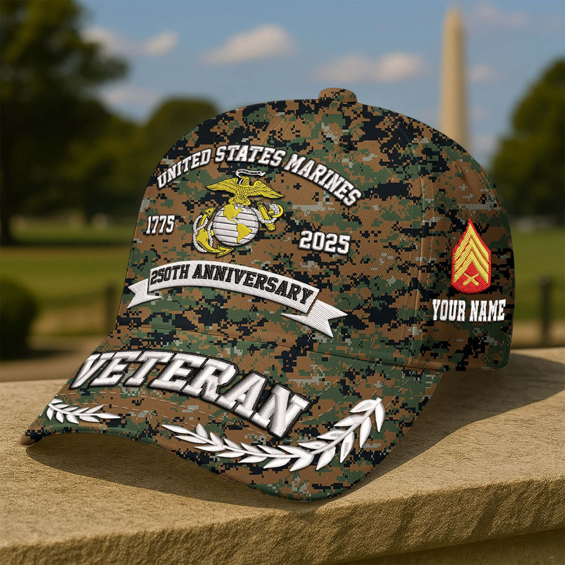 Premium Custom USMC Embroidered Hat VPVC308606, 250th Anniversary Marine Corps Hat, Gifts For Marine Veteran, Gifts On Father's Day, Veterans Day.