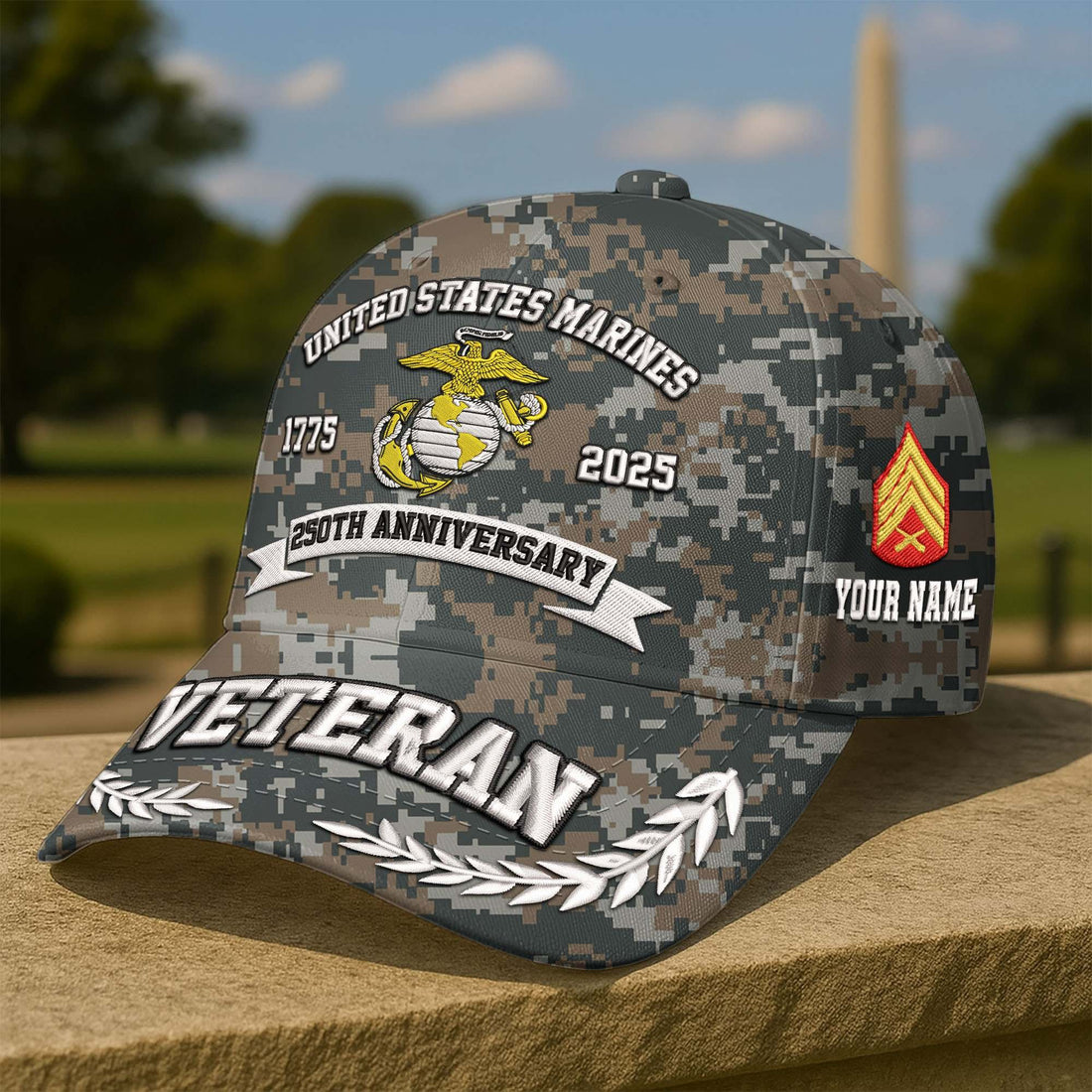 Premium Custom USMC Embroidered Hat VPVC308607, 250th Anniversary Marine Corps Hat, Gifts For Marine Veteran, Gifts On Father's Day, Veterans Day.