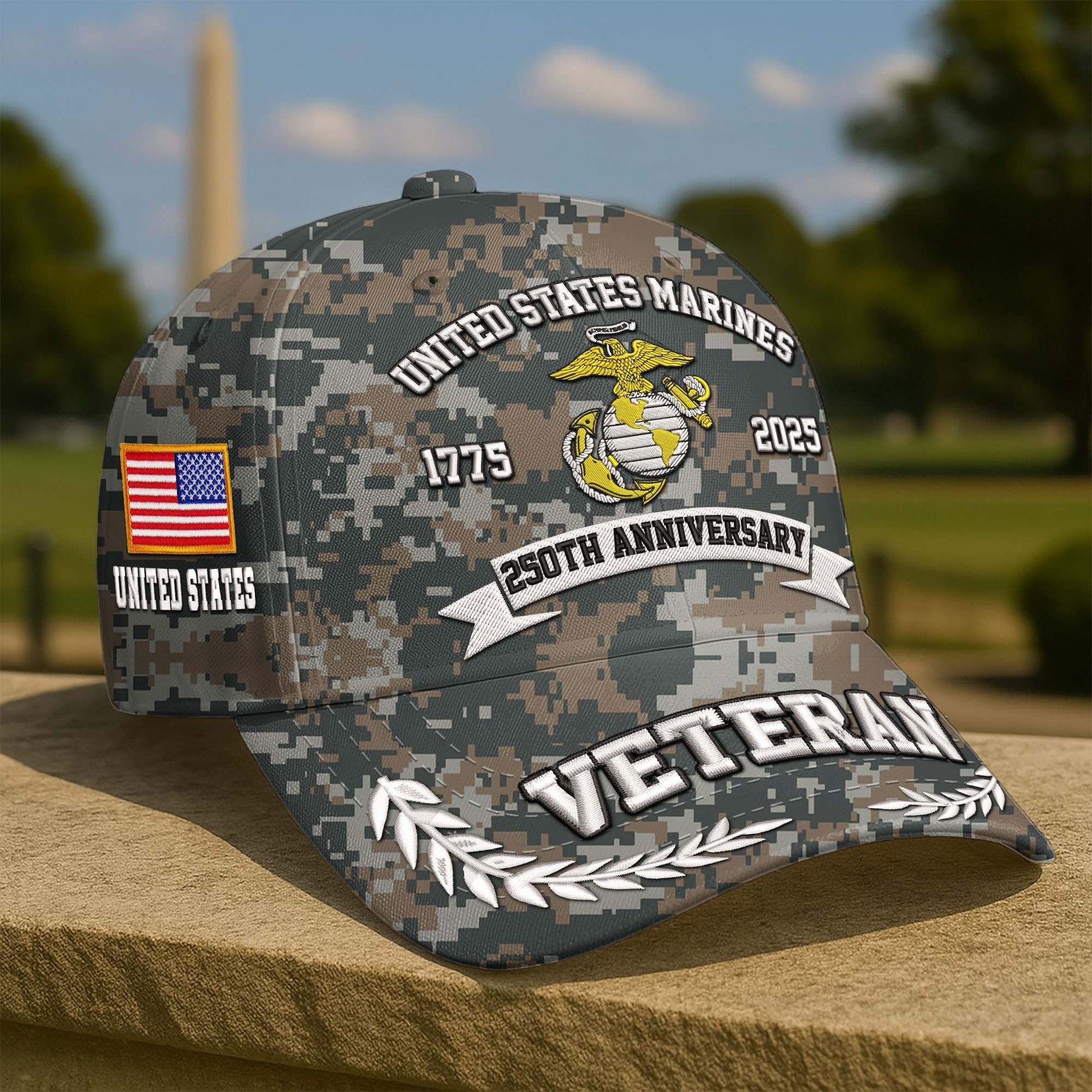 Premium Custom USMC Embroidered Hat VPVC308607, 250th Anniversary Marine Corps Hat, Gifts For Marine Veteran, Gifts On Father's Day, Veterans Day.