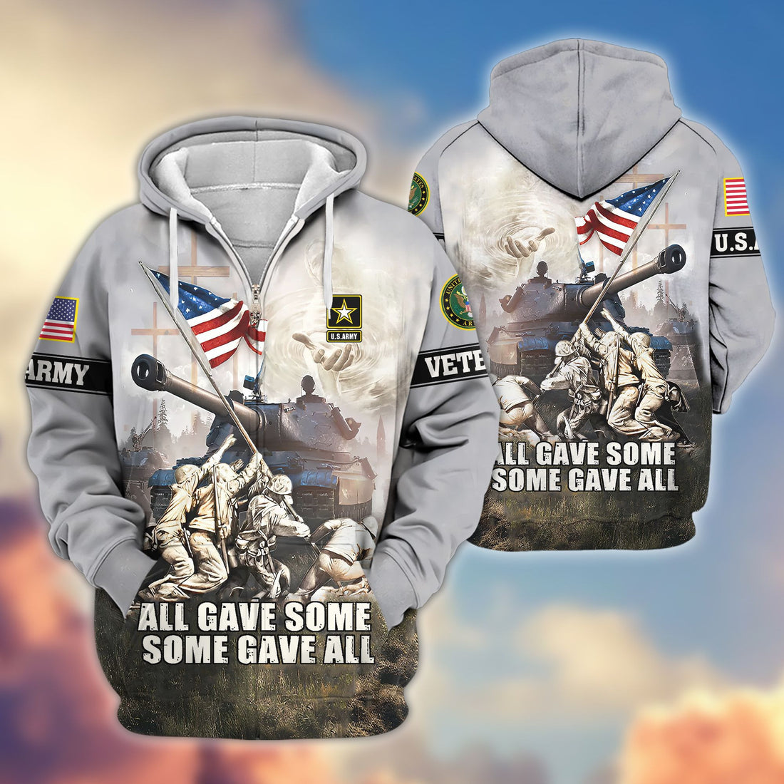 Premium US Army Zip Hoodie VPVC607801, Gifts For Army Veteran, Gifts On Father's Day, Veterans Day.