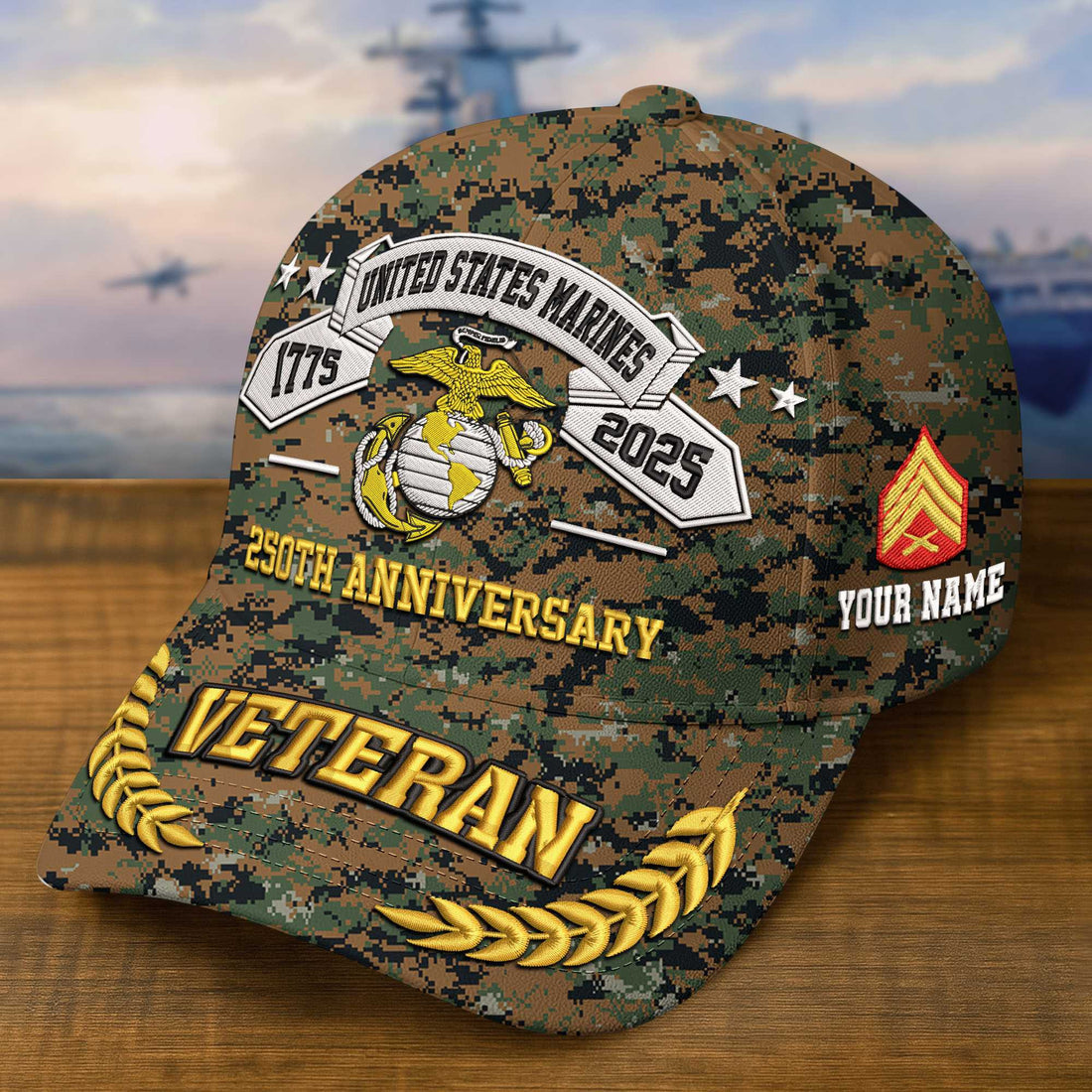 Premium Custom USMC Embroidered Hat VPVC308806, 250th Anniversary Marine Corps Hat, Gifts For Marine Veteran, Gifts On Father's Day, Veterans Day.