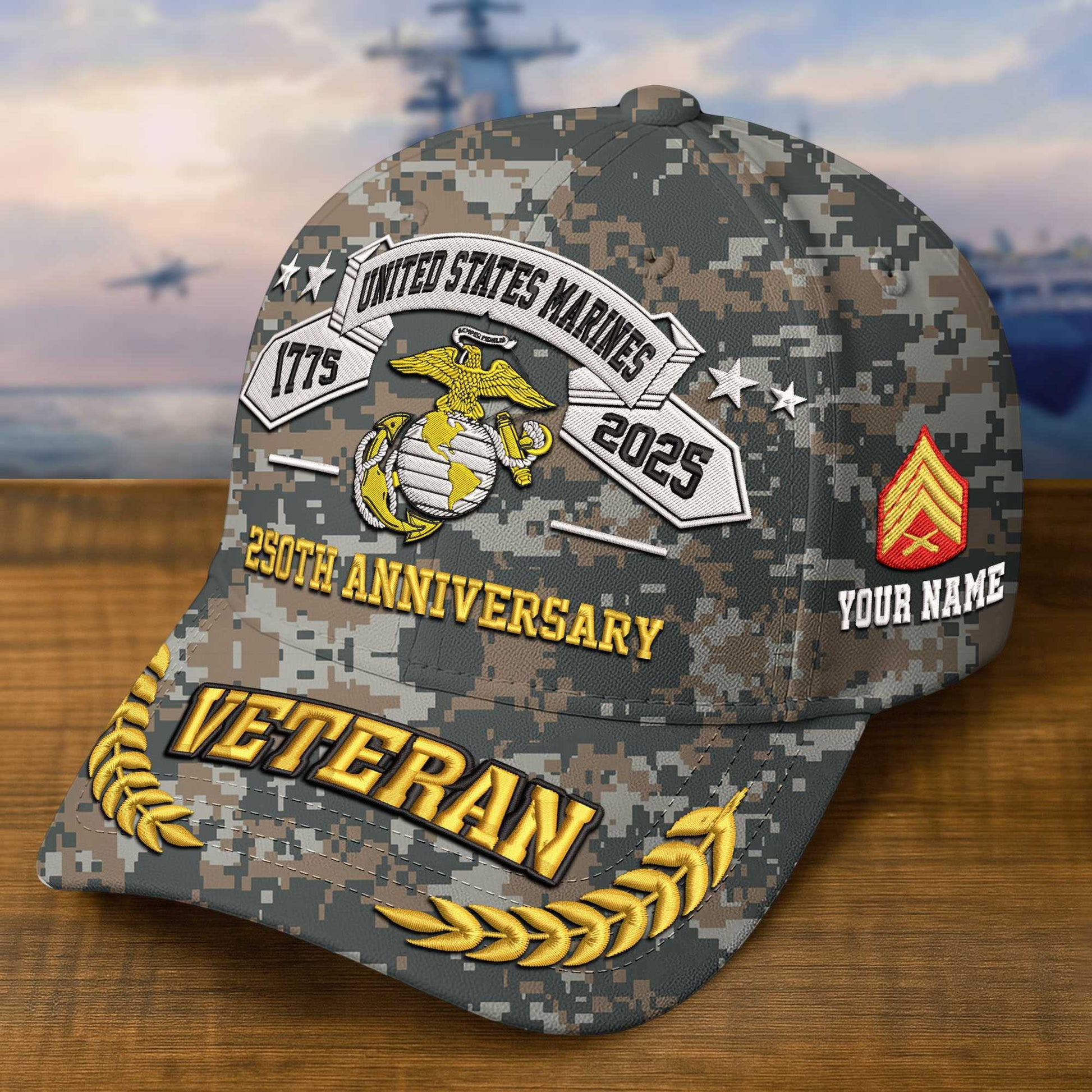 Premium Custom USMC Embroidered Hat VPVC308807, 250th Anniversary Marine Corps Hat, Gifts For Marine Veteran, Gifts On Father's Day, Veterans Day.