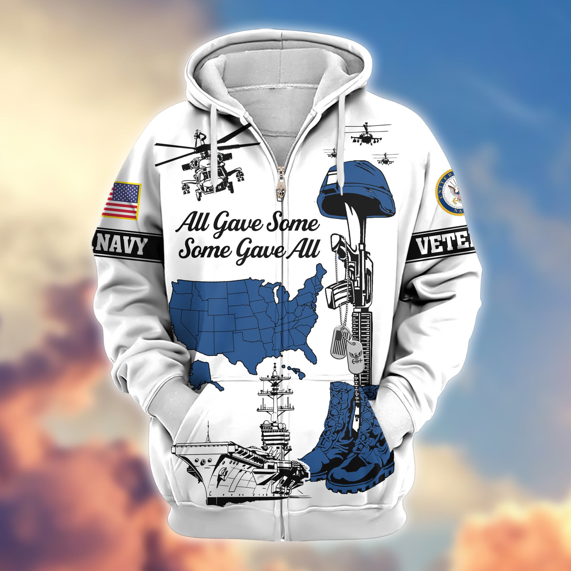 Premium US Navy Zip Hoodie VPVC607902, Gifts For Navy Veteran, Gifts On Father's Day, Veterans Day.