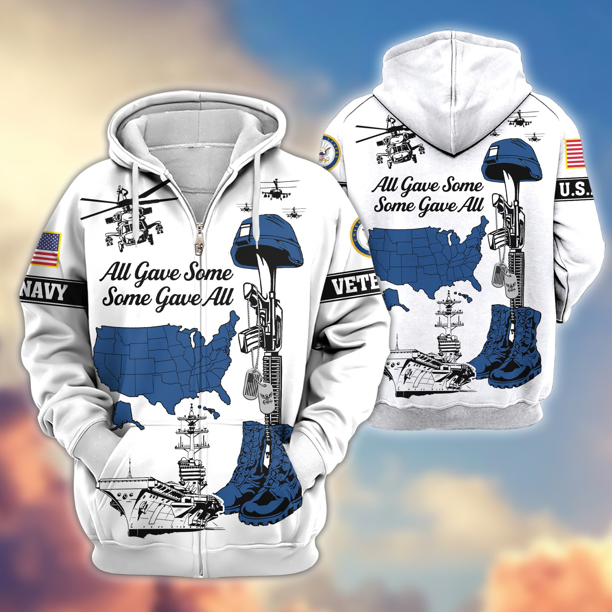 Premium US Navy Zip Hoodie VPVC607902, Gifts For Navy Veteran, Gifts On Father's Day, Veterans Day.