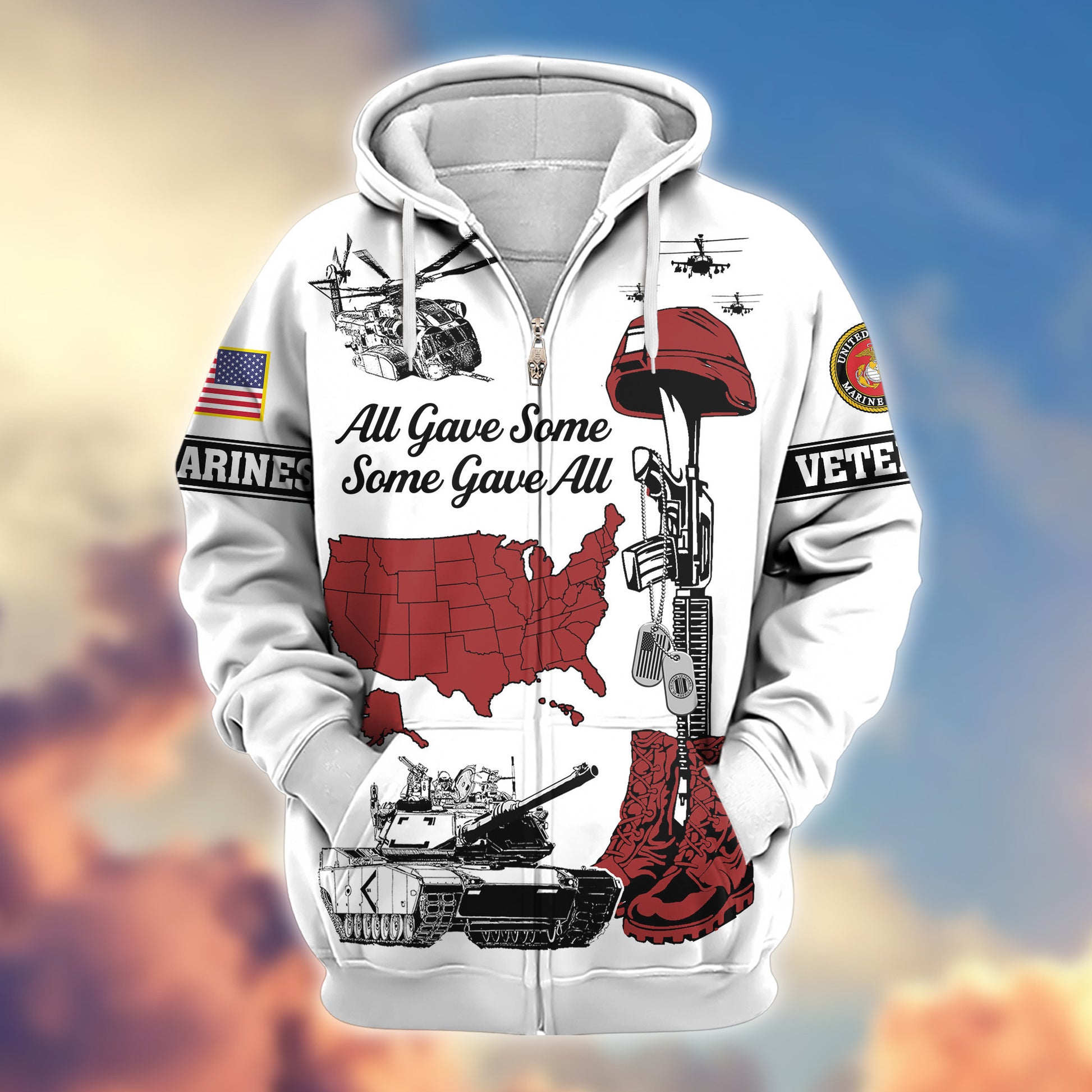Premium USMC Zip Hoodie VPVC607903, Gifts For Marine Veteran, Gifts On Father's Day, Veterans Day.