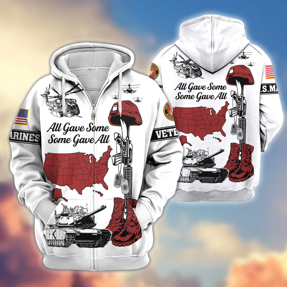 Premium USMC Zip Hoodie VPVC607903, Gifts For Marine Veteran, Gifts On Father's Day, Veterans Day.
