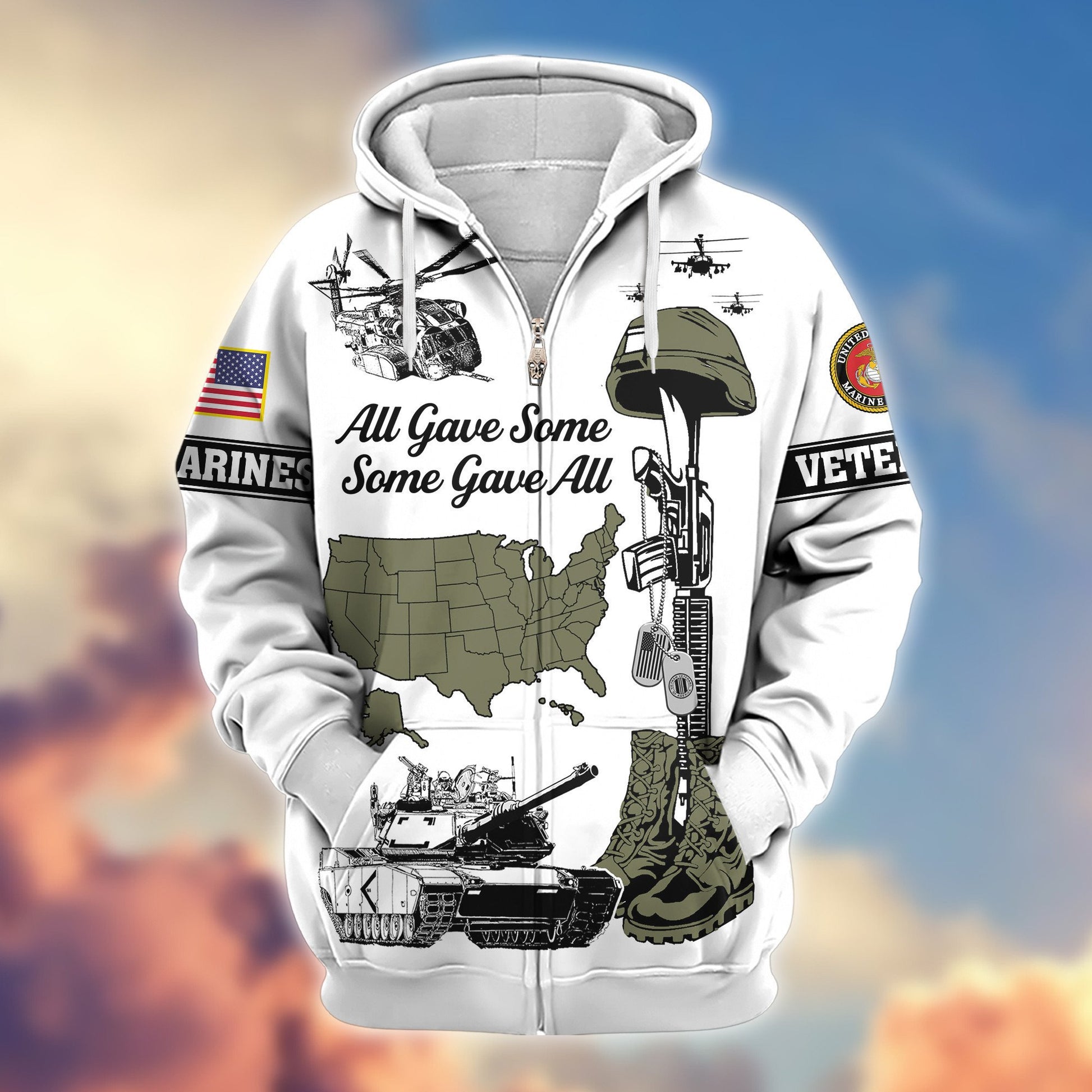 Premium USMC Zip Hoodie VPVC607911, Gifts For Marine Veteran, Gifts On Father's Day, Veterans Day.