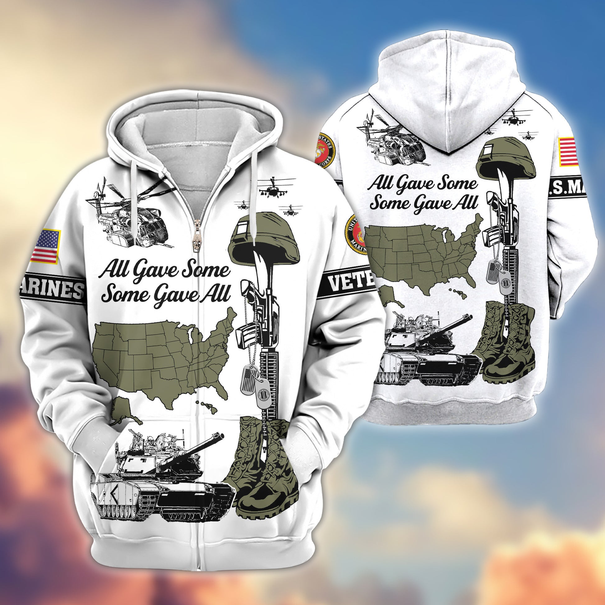 Premium USMC Zip Hoodie VPVC607911, Gifts For Marine Veteran, Gifts On Father's Day, Veterans Day.