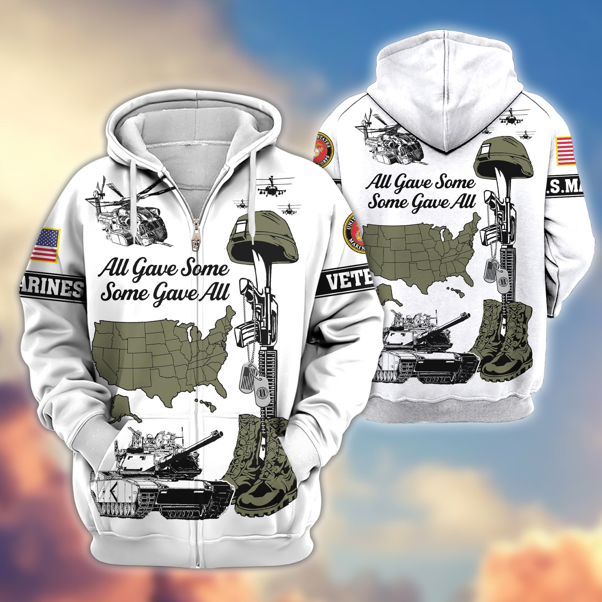 Premium USMC Zip Hoodie VPVC607911, Gifts For Marine Veteran, Gifts On Father's Day, Veterans Day.