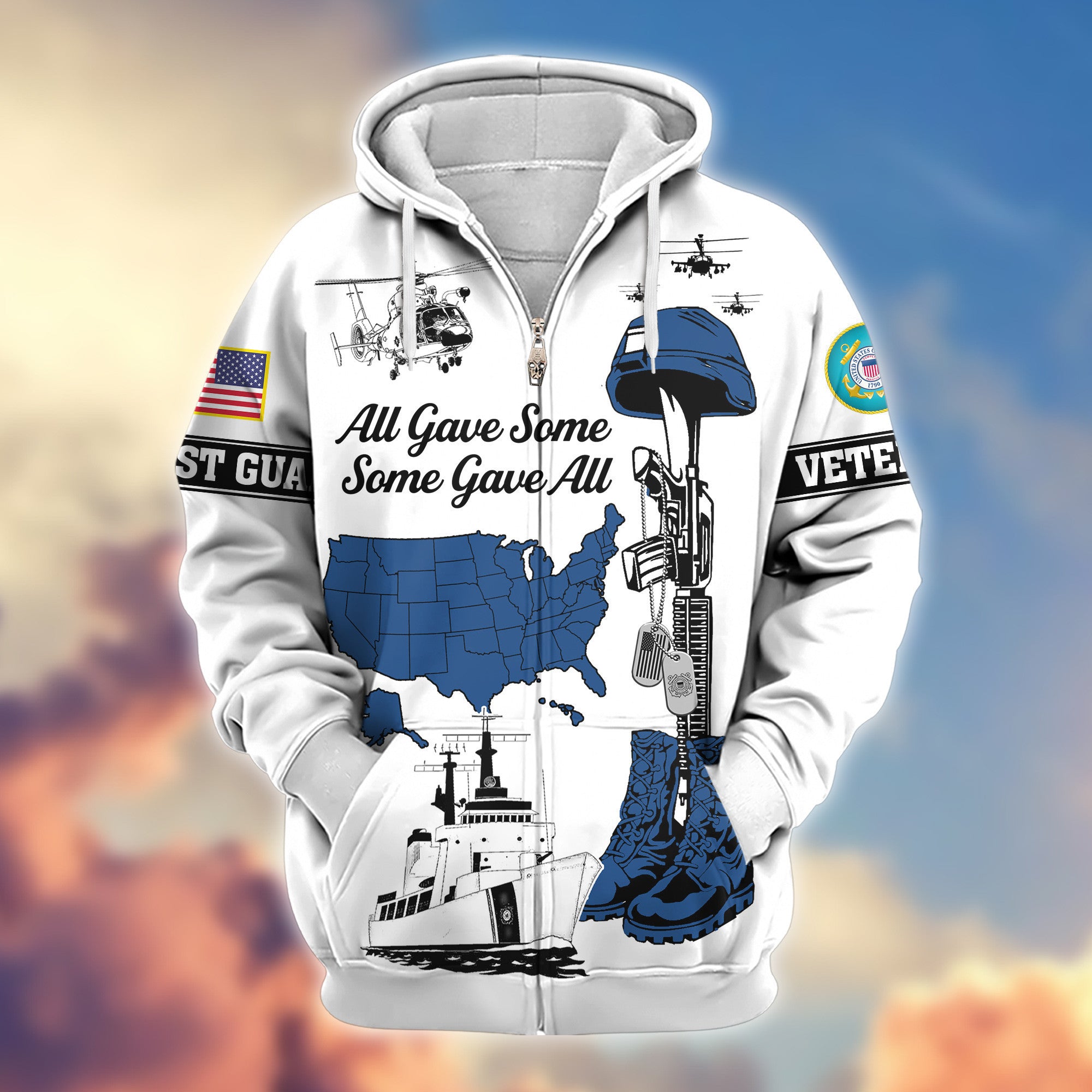 Premium USCG Zip Hoodie VPVC607905, Gifts For Coast Guard Veteran, Gifts On Father's Day, Veterans Day.