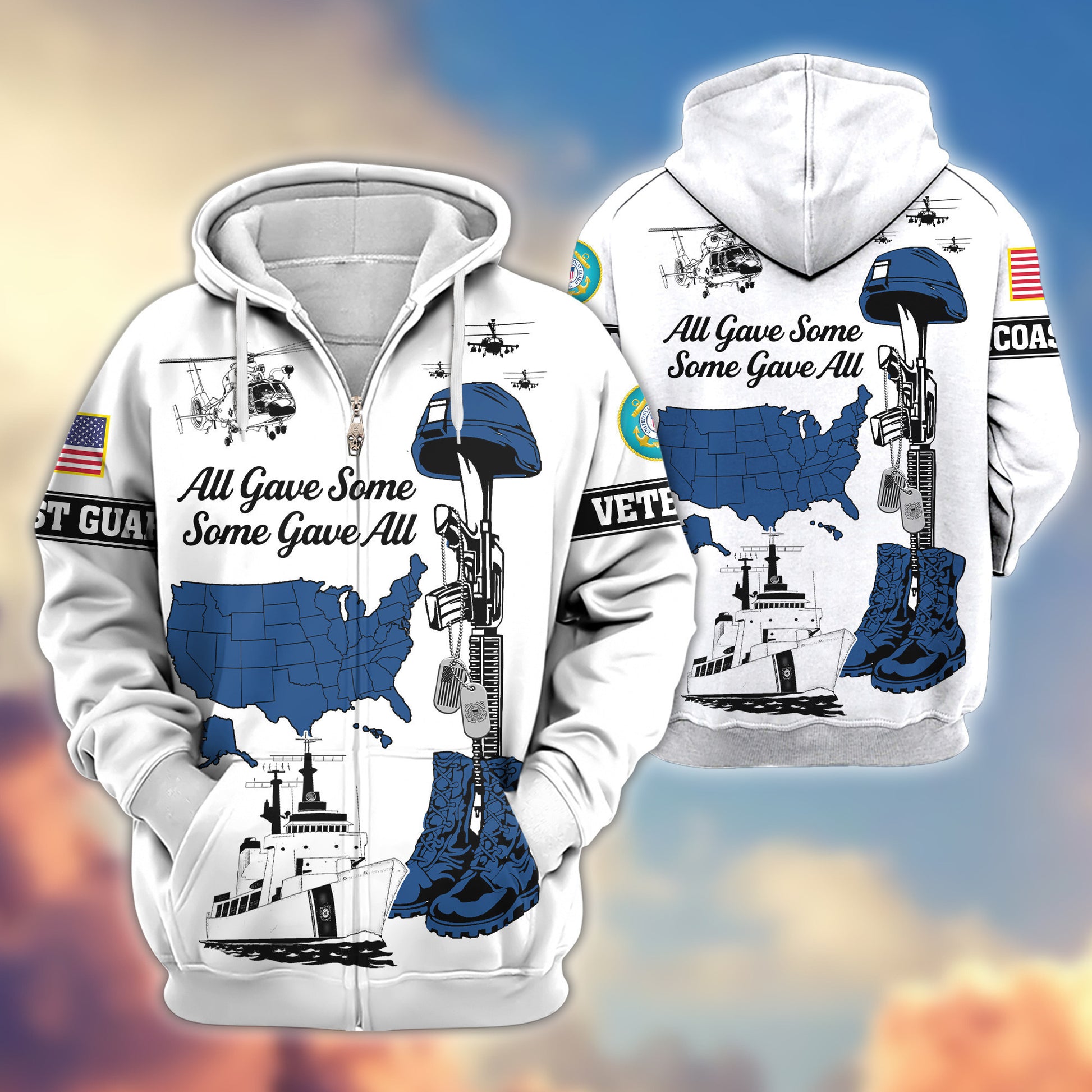 Premium USCG Zip Hoodie VPVC607905, Gifts For Coast Guard Veteran, Gifts On Father's Day, Veterans Day.