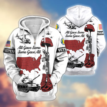 Premium Vietnam Veteran Zip Hoodie VPVC607906, Gifts For Vietnam Veteran, Gifts On Father's Day, Veterans Day.