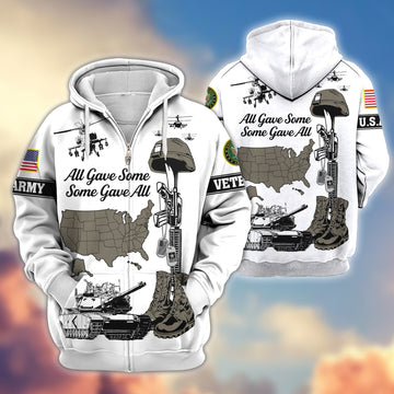 Premium US Army Zip Hoodie VPVC607910, Gifts For Army Veteran, Gifts On Father's Day, Veterans Day.