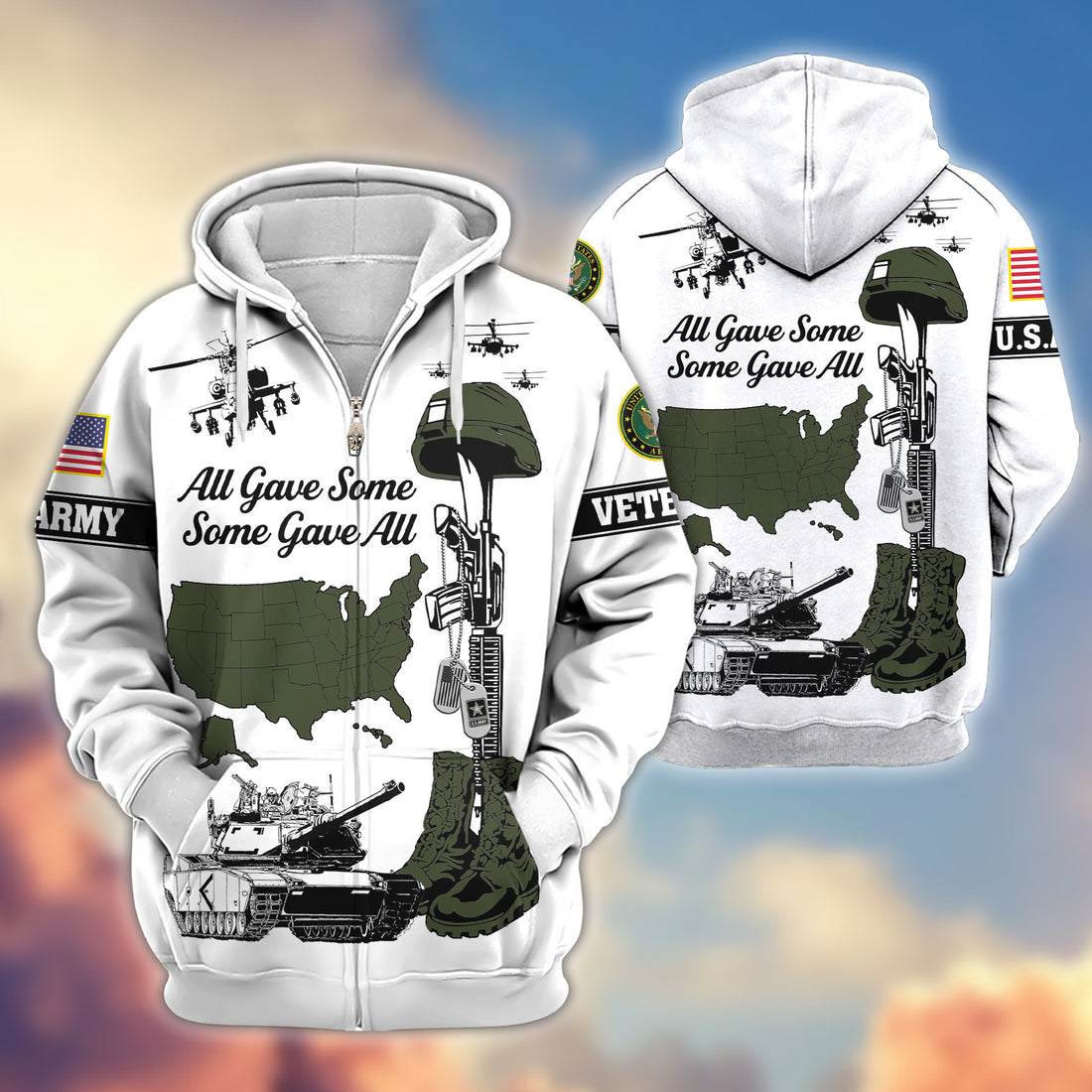 Premium US Army Zip Hoodie VPVC607901, Gifts For Army Veteran, Gifts On Father's Day, Veterans Day.