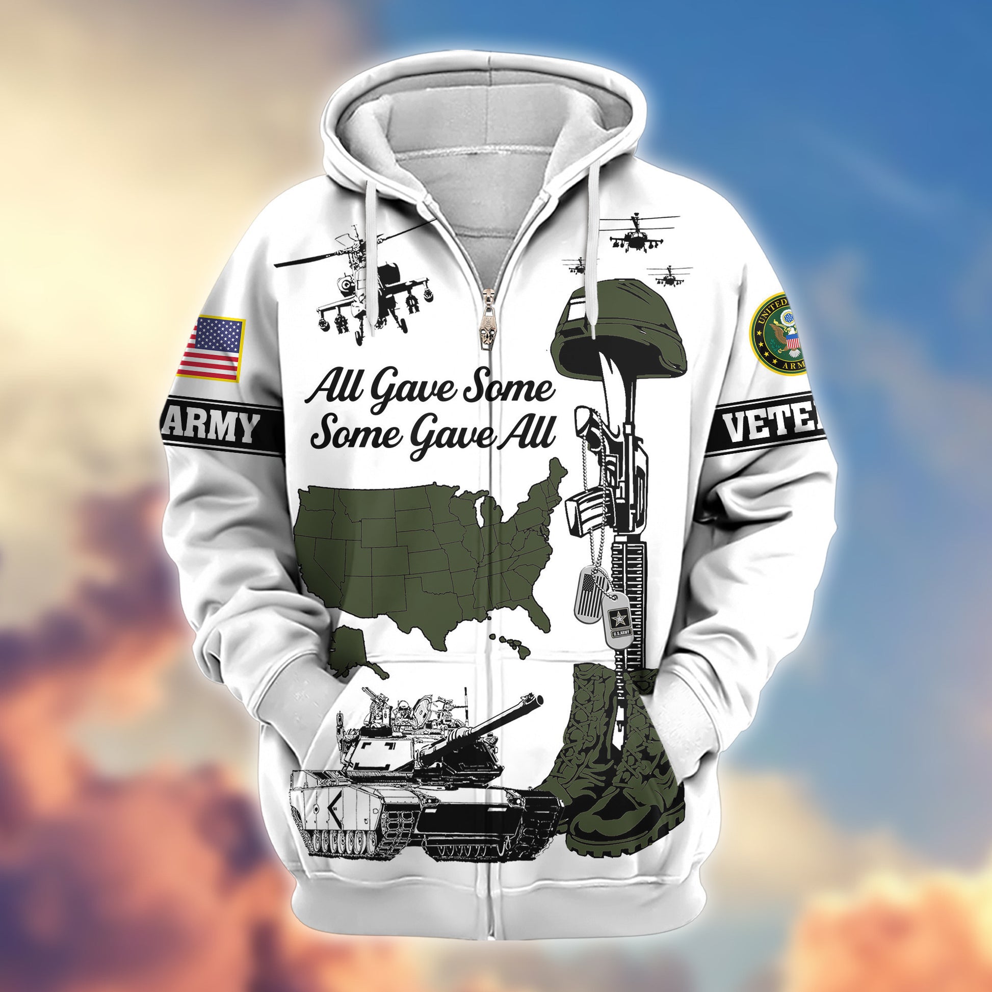 Premium US Army Zip Hoodie VPVC607901, Gifts For Army Veteran, Gifts On Father's Day, Veterans Day.