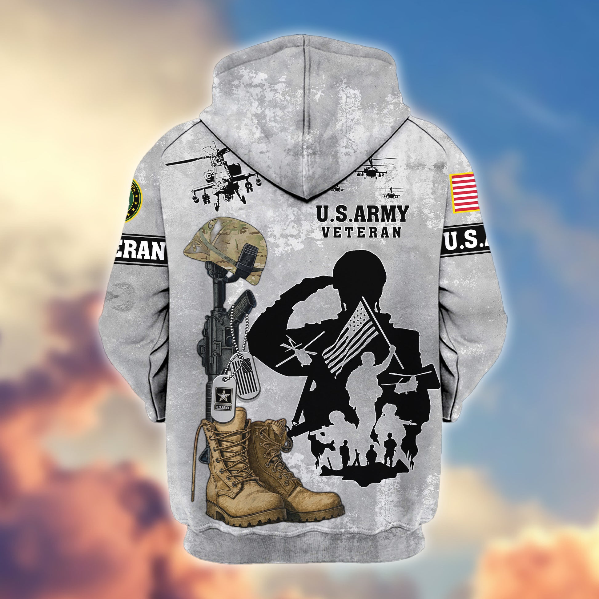 Premium US Army Zip Hoodie VPVC608001, Gifts For Army Veteran, Gifts On Father's Day, Veterans Day.