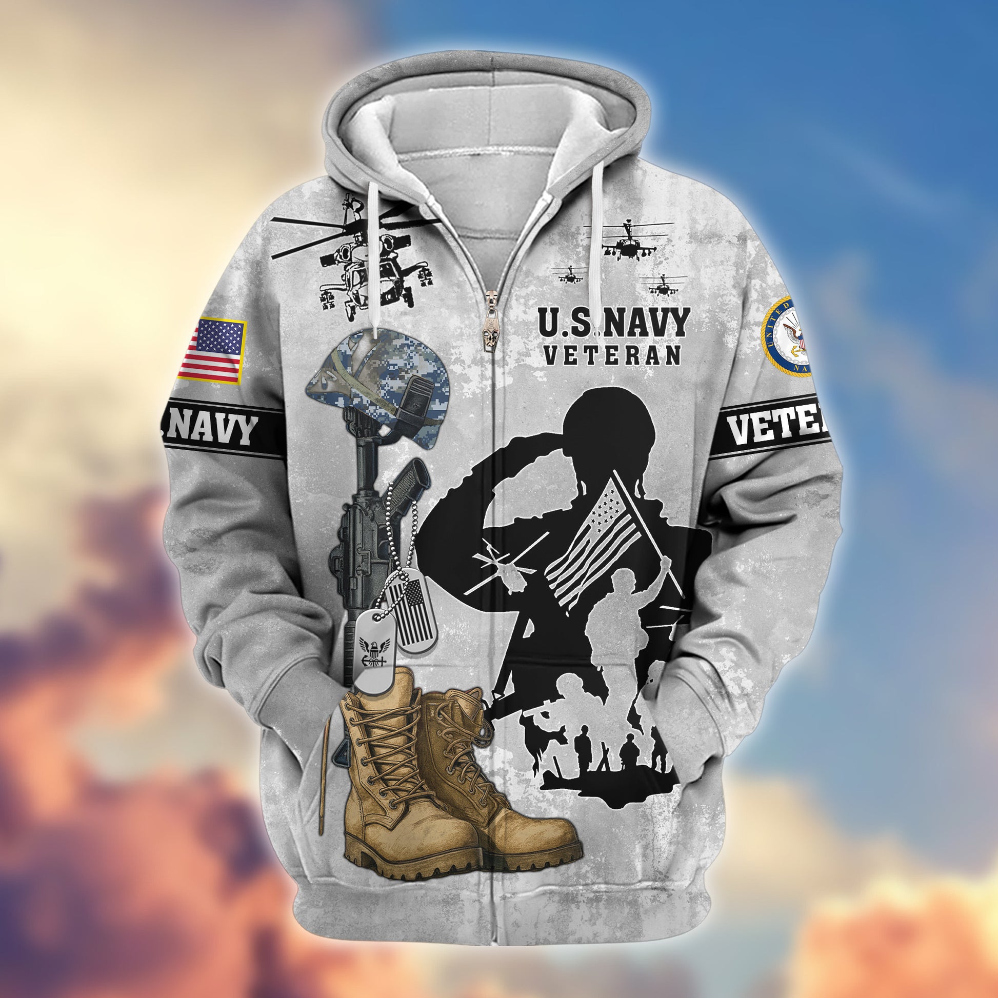 Premium US Navy Zip Hoodie VPVC608002, Gifts For Navy Veteran, Gifts On Father's Day, Veterans Day.