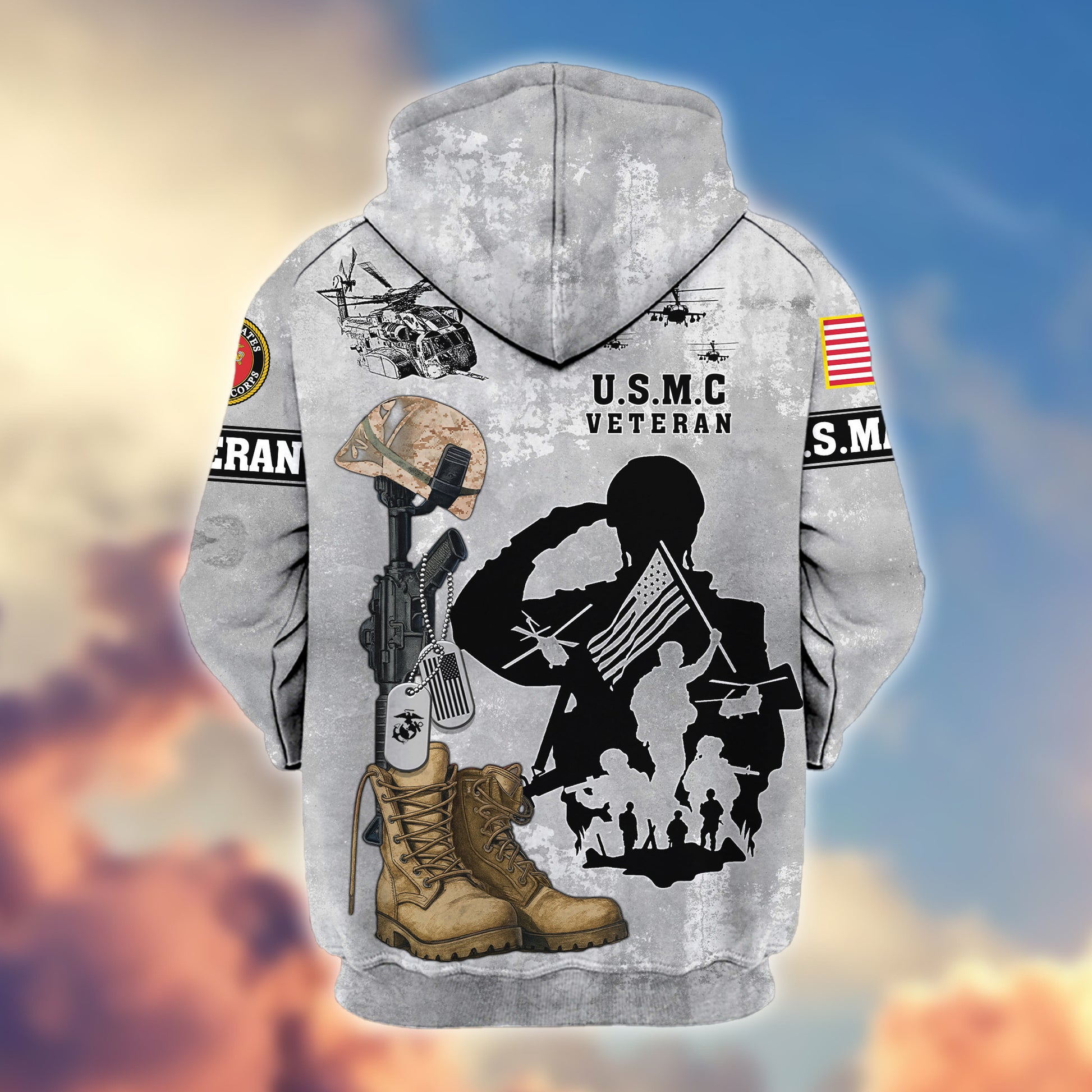 Premium USMC Zip Hoodie VPVC608003, Gifts For Marine Veteran, Gifts On Father's Day, Veterans Day.