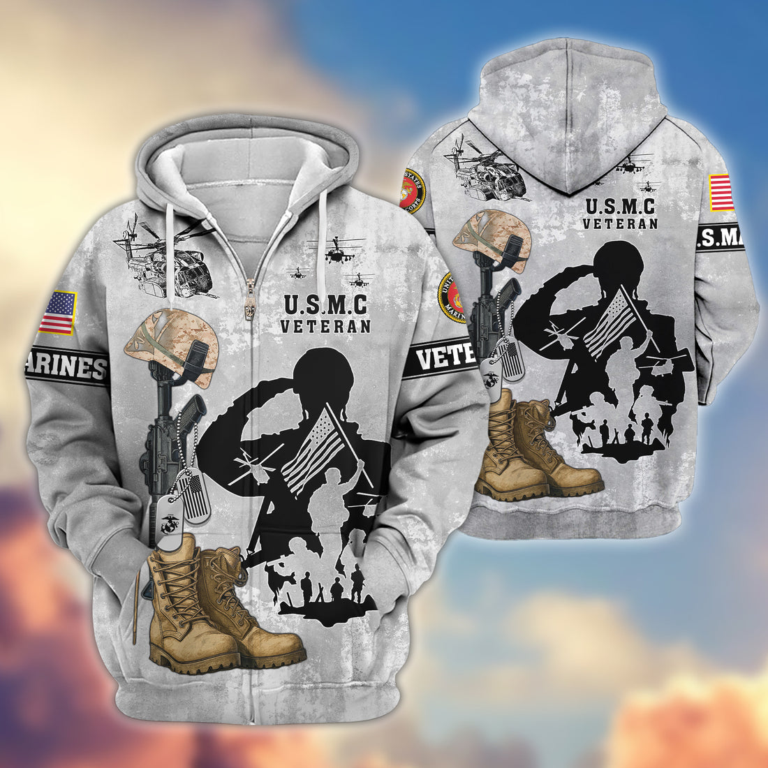 Premium USMC Zip Hoodie VPVC608003, Gifts For Marine Veteran, Gifts On Father's Day, Veterans Day.