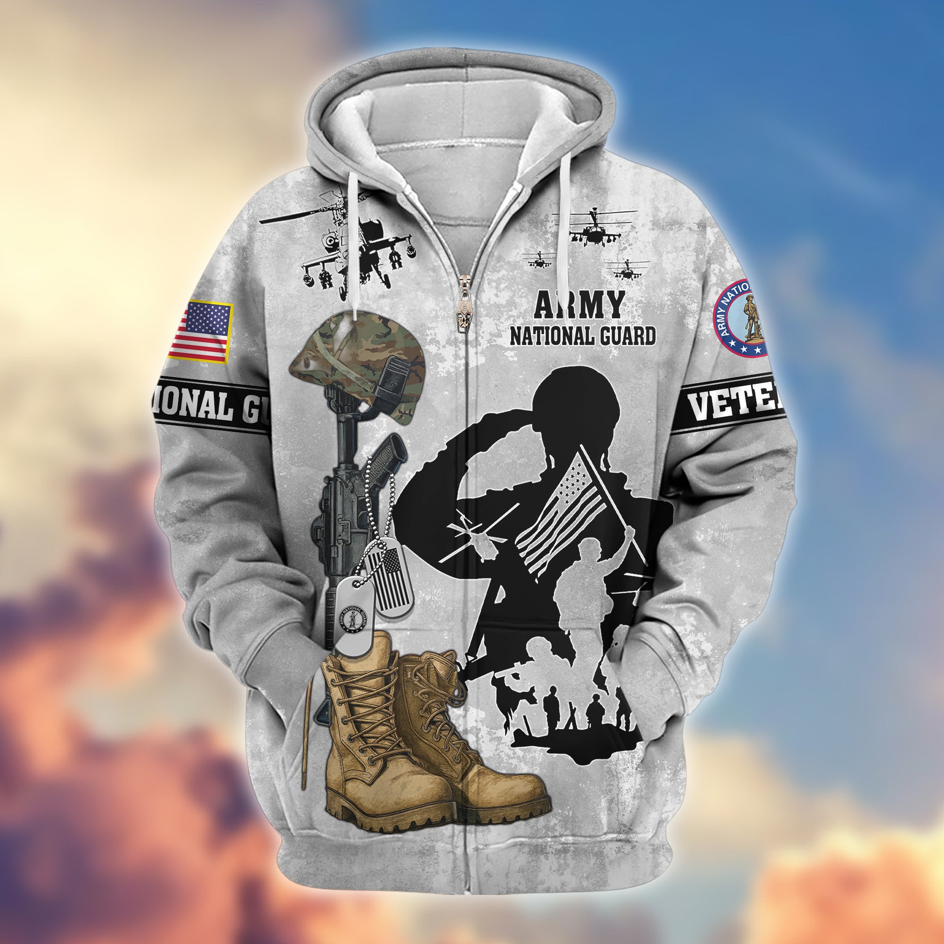 Premium US Army National Guard Zip Hoodie VPVC608008, Gifts For Army National Guard Veteran, Gifts On Father's Day, Veterans Day.