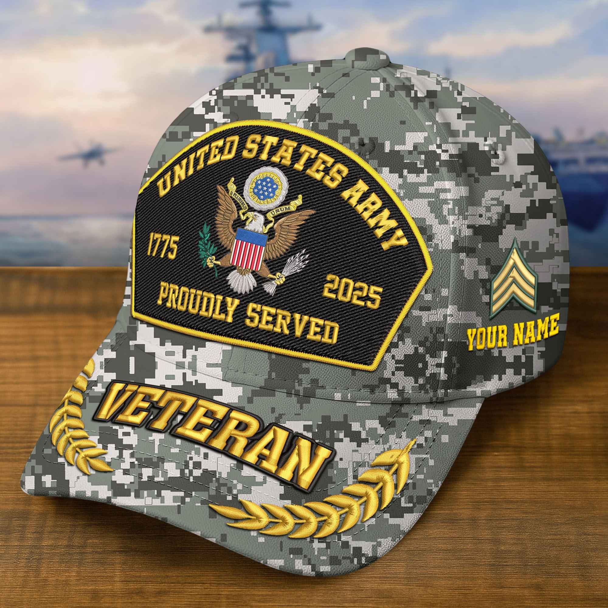Premium 250th Anniversary Of The Army Embroidered Hats VPVC308902, Custom Name & Rank, Gifts For Army Veteran, Gifts On Father's Day, Veterans Day.