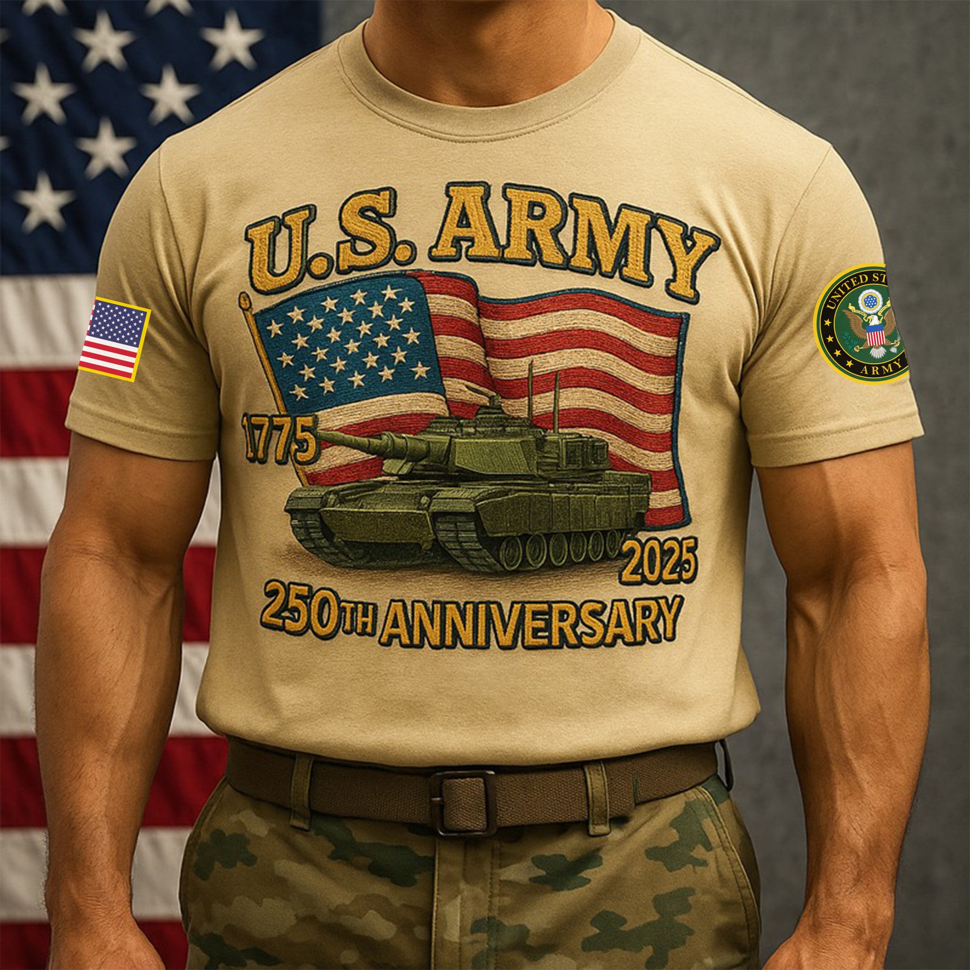 Premium 250th Anniversary Of The Army T-Shirt VPVC930007, Gifts For Army Veteran, Gifts On Father's Day, Veterans Day.