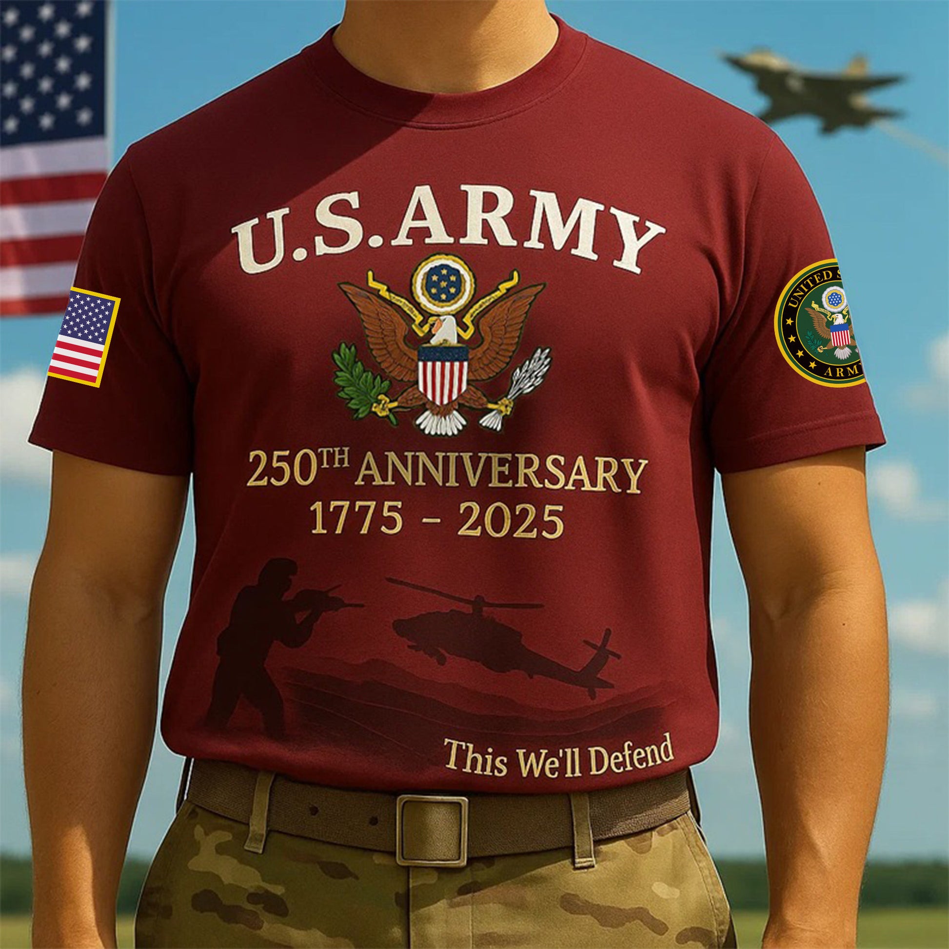 Premium 250th Anniversary Of The Army T-Shirt VPVC930012, Gifts For Army Veteran, Gifts On Father's Day, Veterans Day.