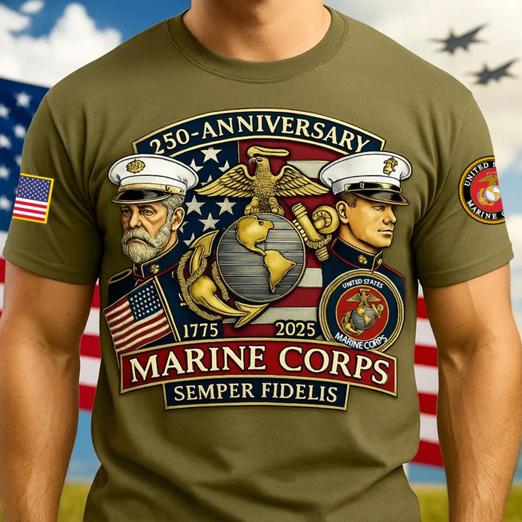 Premium USMC T-Shirt VPVC930049, 250th Anniversary Marine Corps Shirt, Gifts For Marine Veteran, Gifts On Father's Day, Veterans Day.