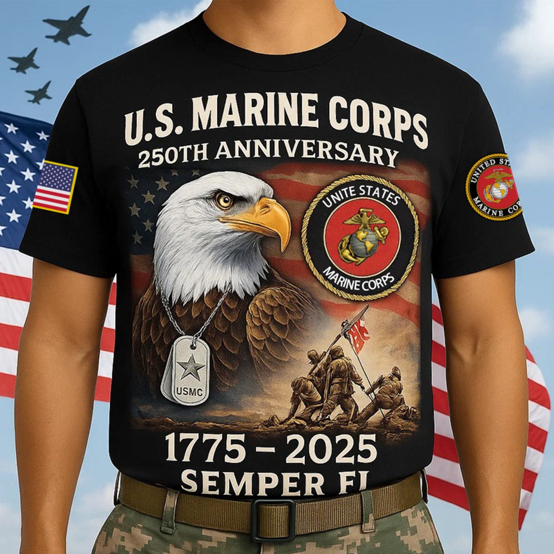Premium USMC T-Shirt VPVC930052, 250th Anniversary Marine Corps Shirt, Gifts For Marine Veteran, Gifts On Father's Day, Veterans Day.